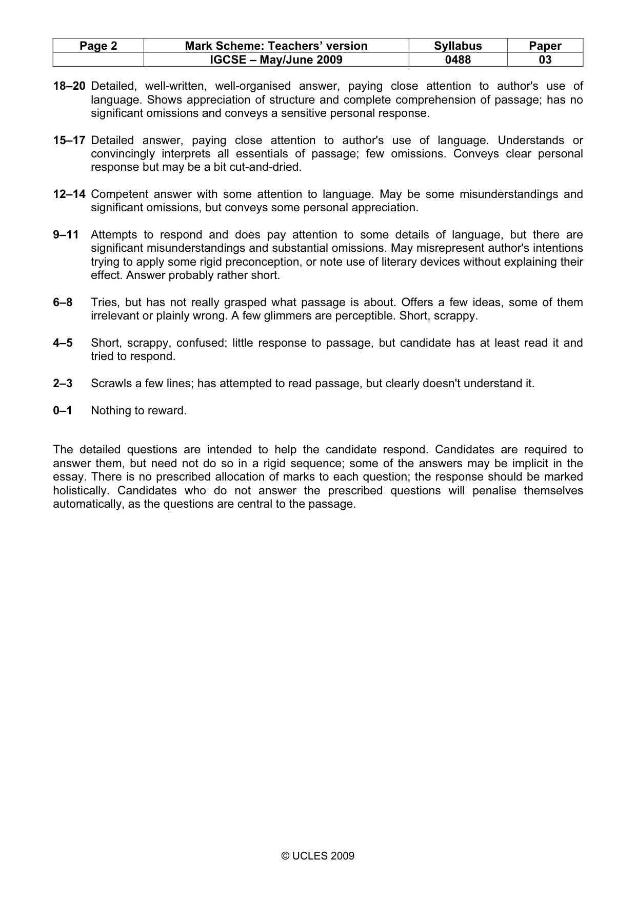 Mark scheme, page 2 of 4