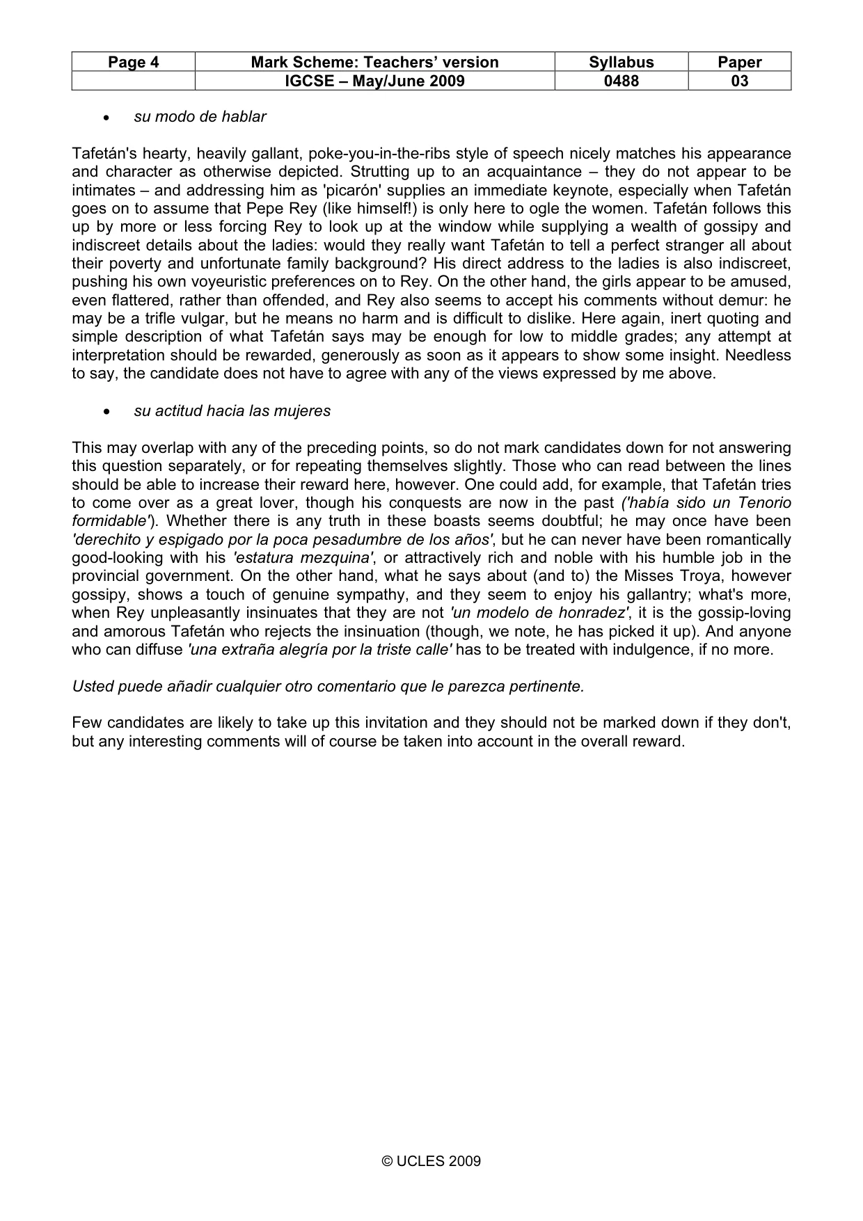 Mark scheme, page 4 of 4