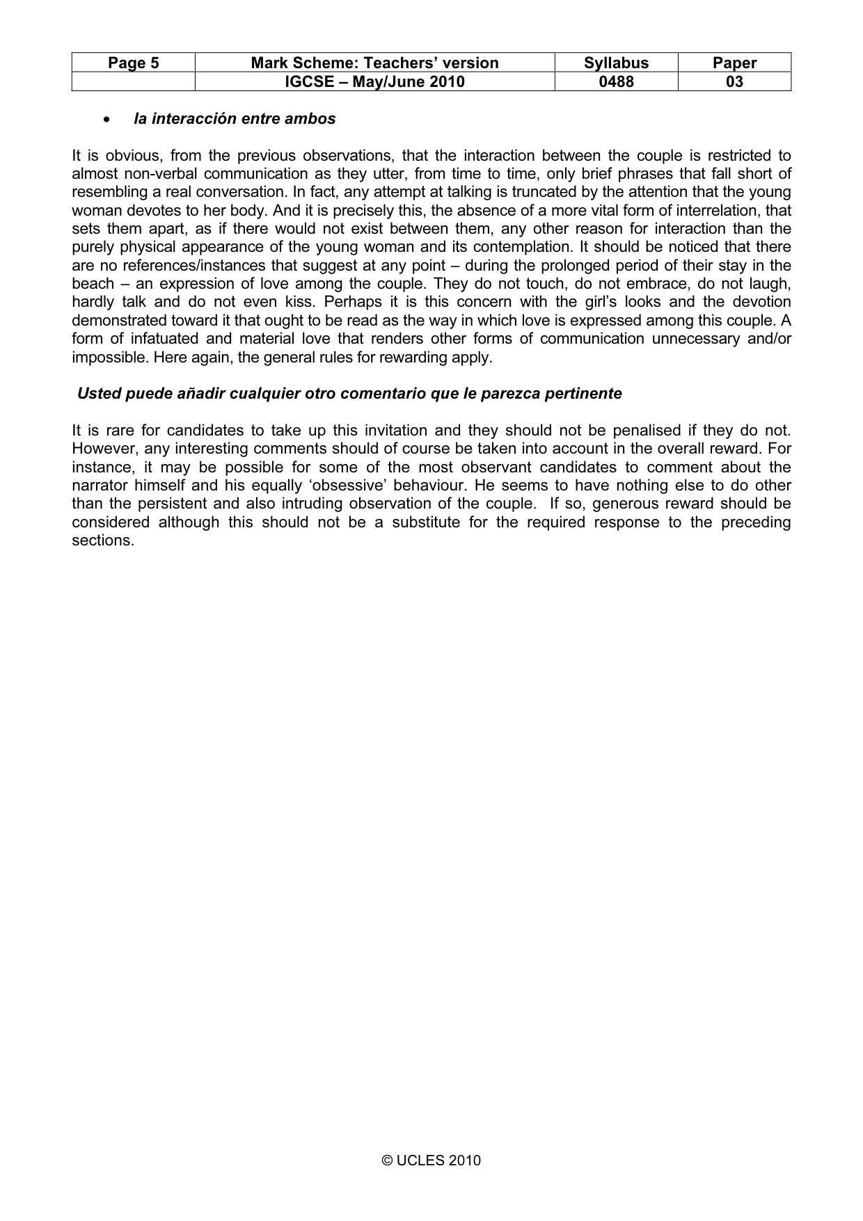 Mark scheme, page 5 of 5