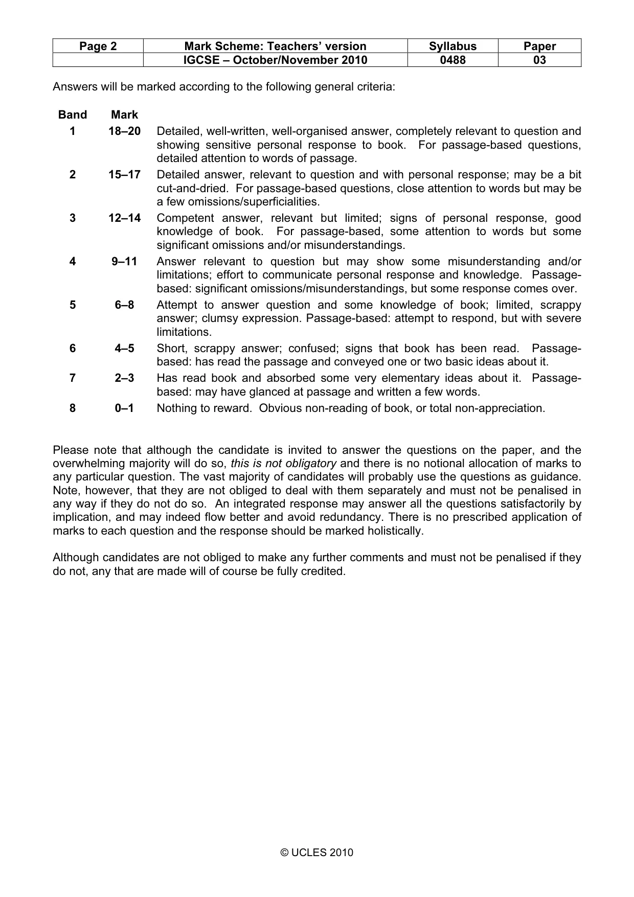 Mark scheme, page 2 of 6