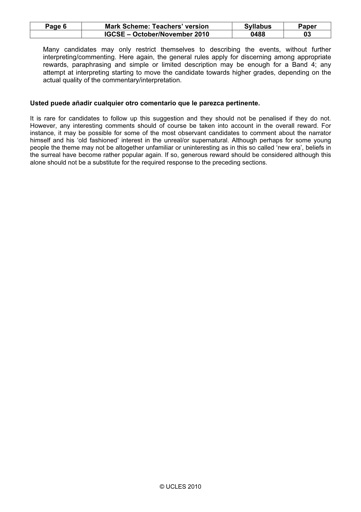 Mark scheme, page 6 of 6