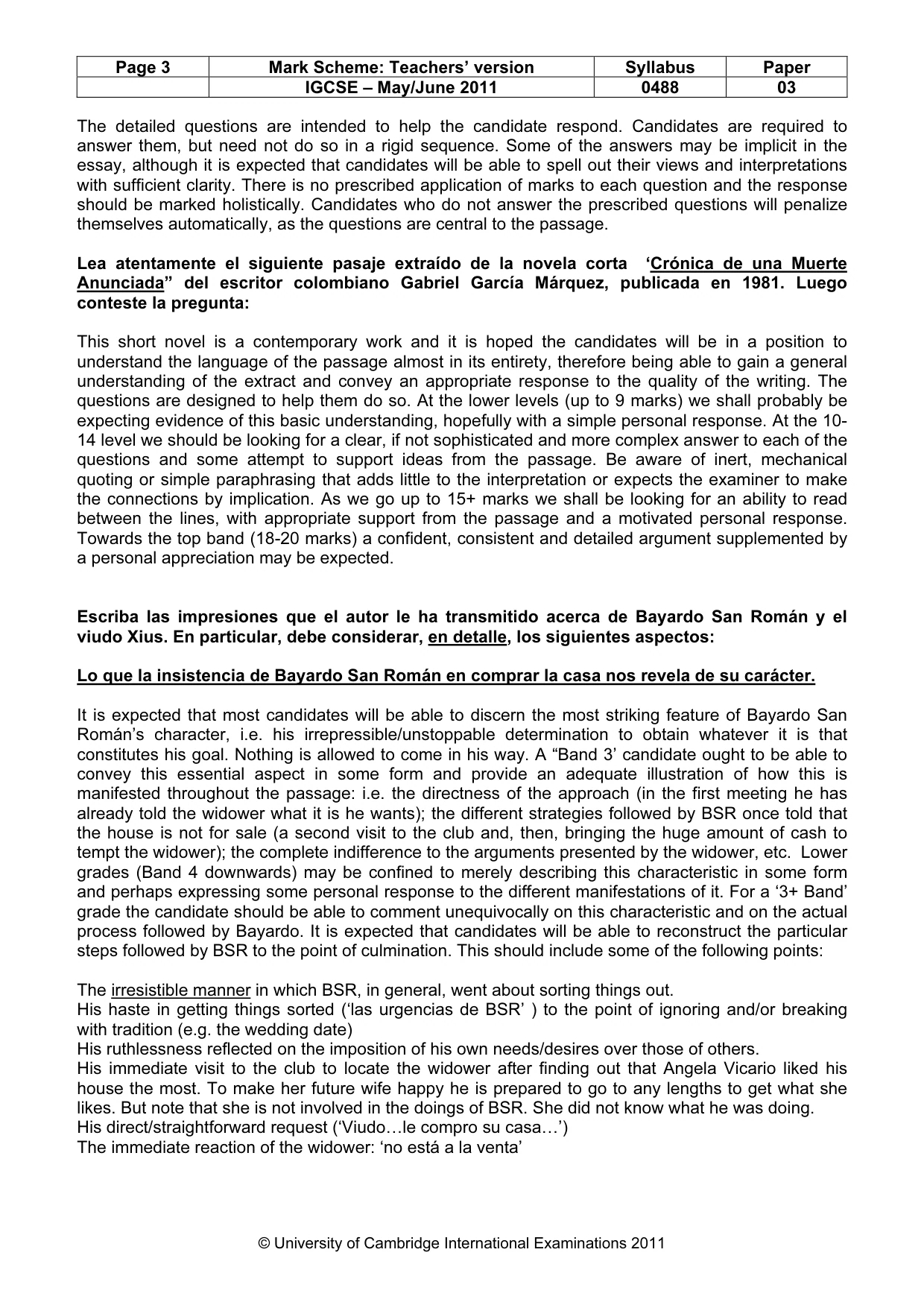 Mark scheme, page 3 of 5