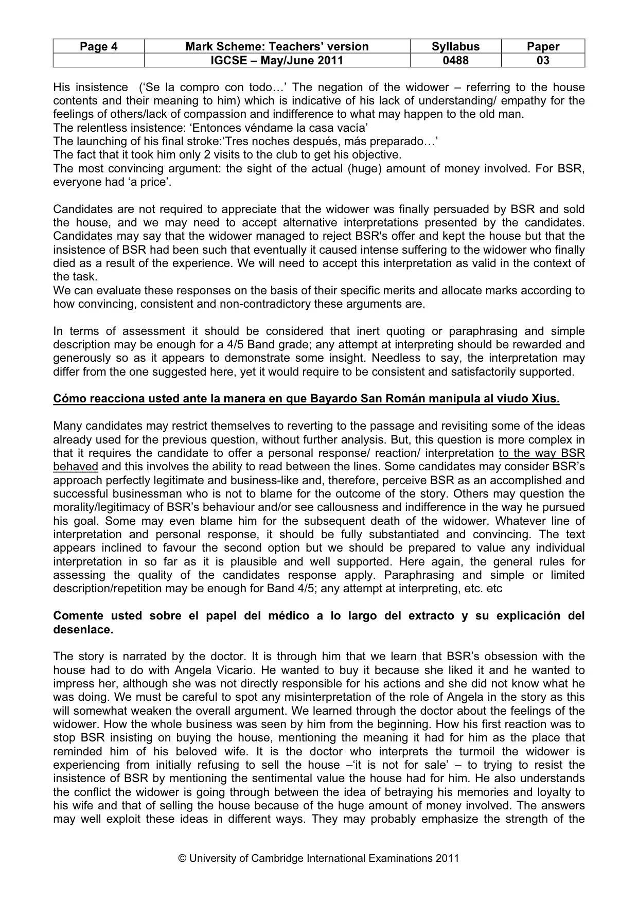 Mark scheme, page 4 of 5