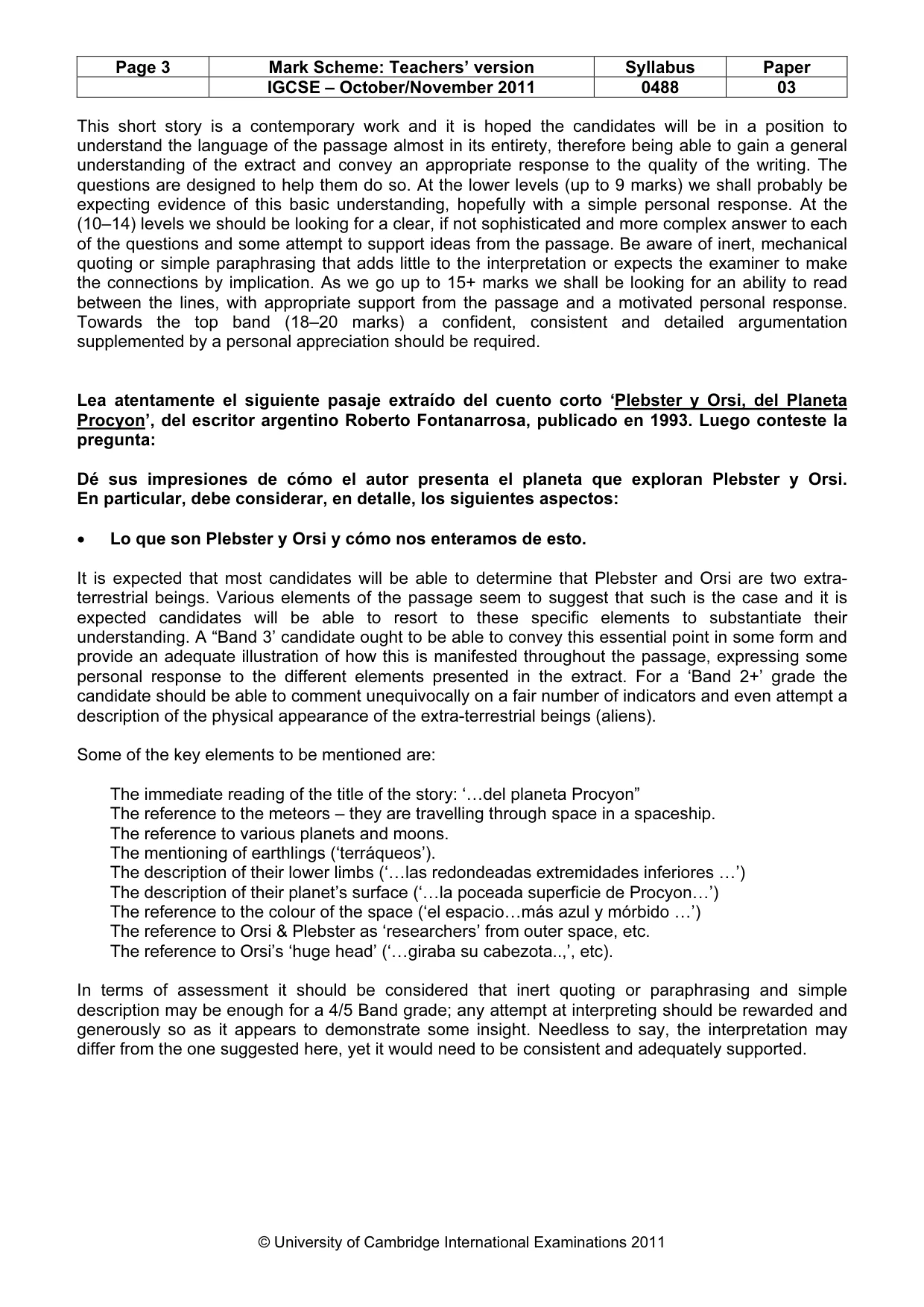 Mark scheme, page 3 of 5