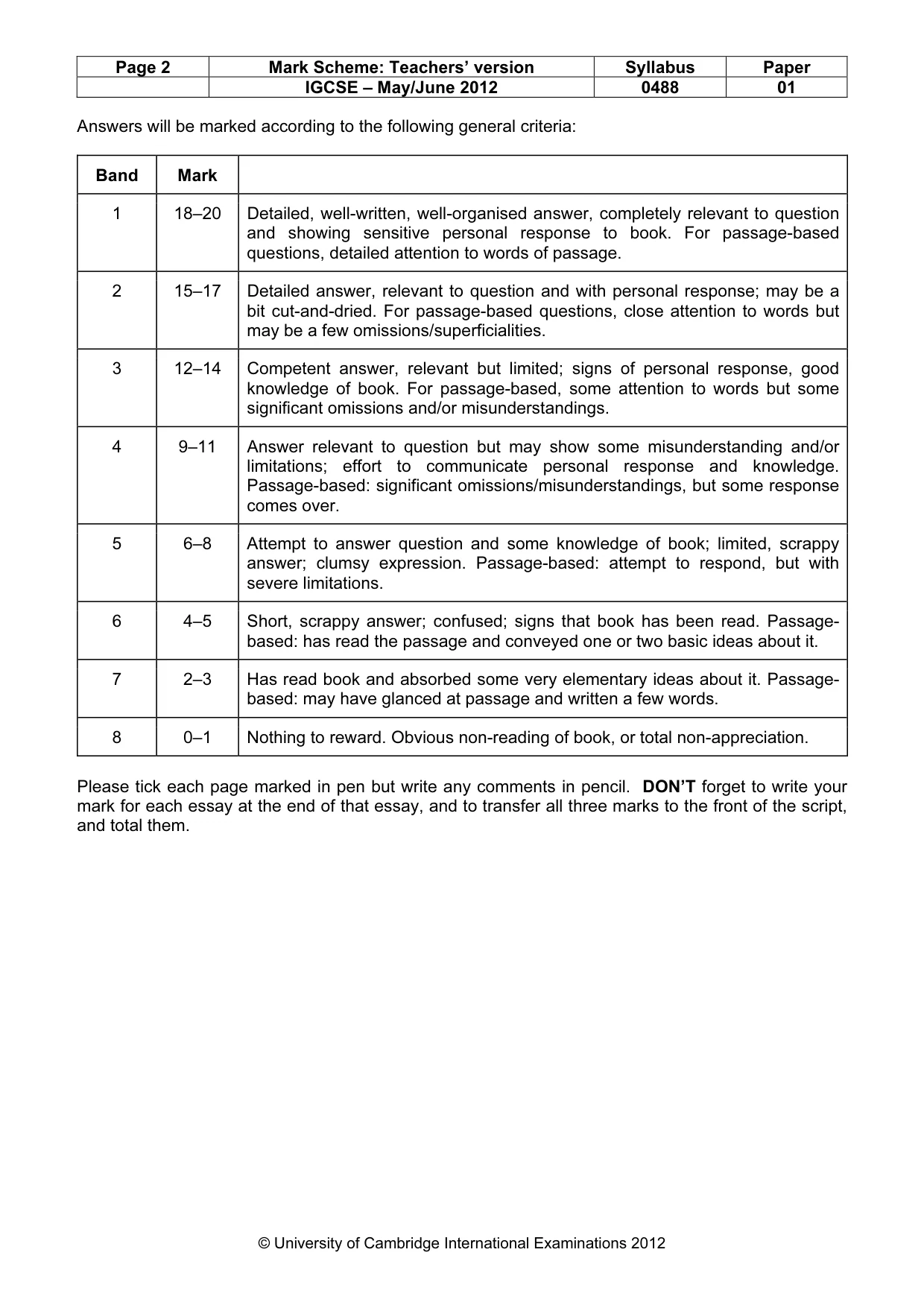 Mark scheme, page 2 of 20