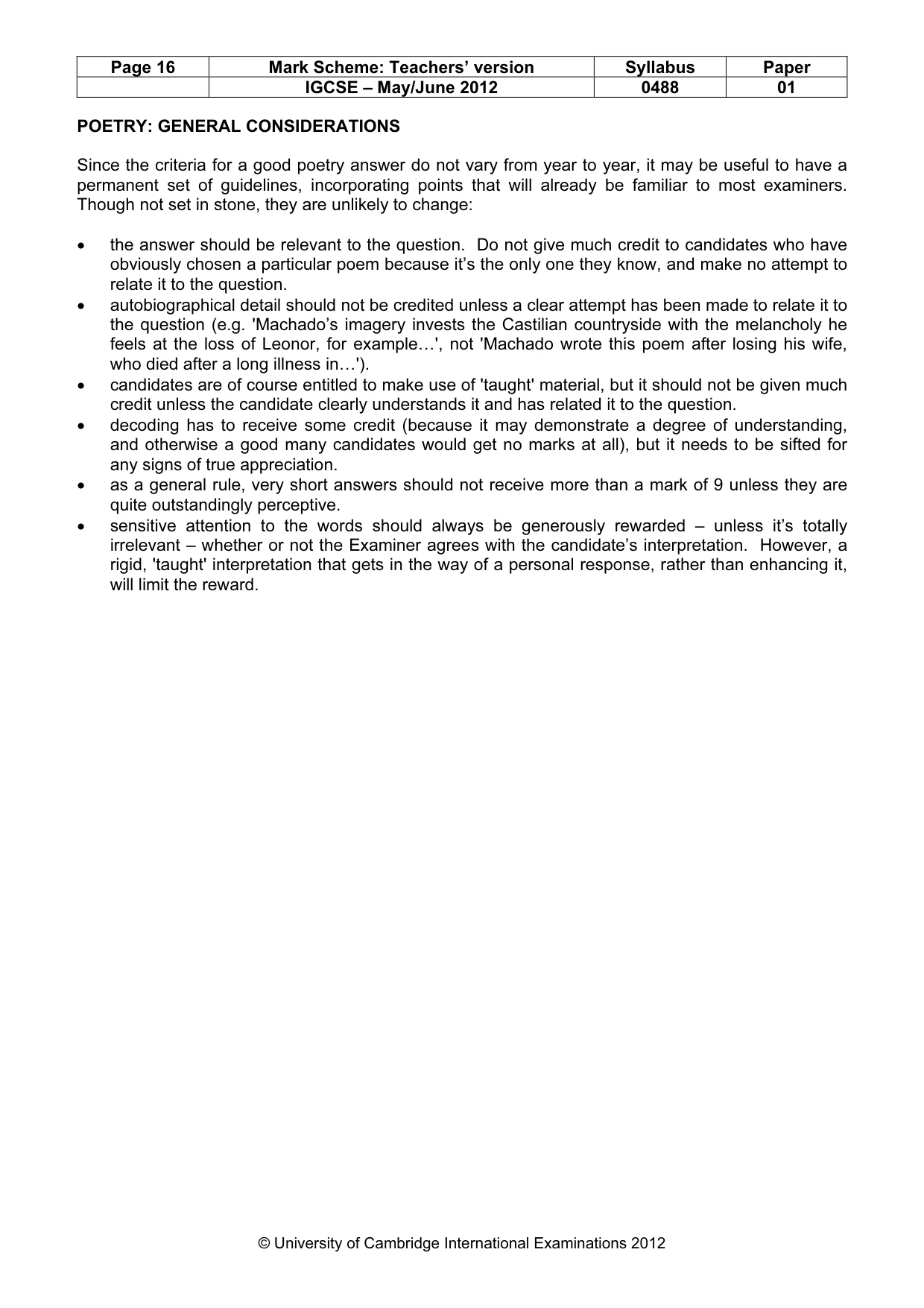 Mark scheme, page 16 of 20