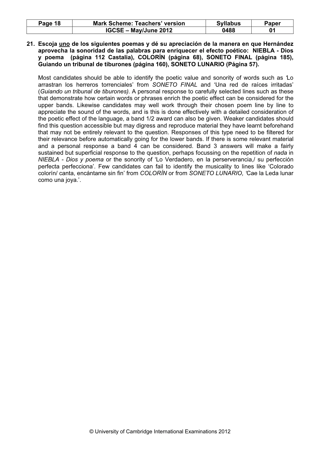 Mark scheme, page 18 of 20