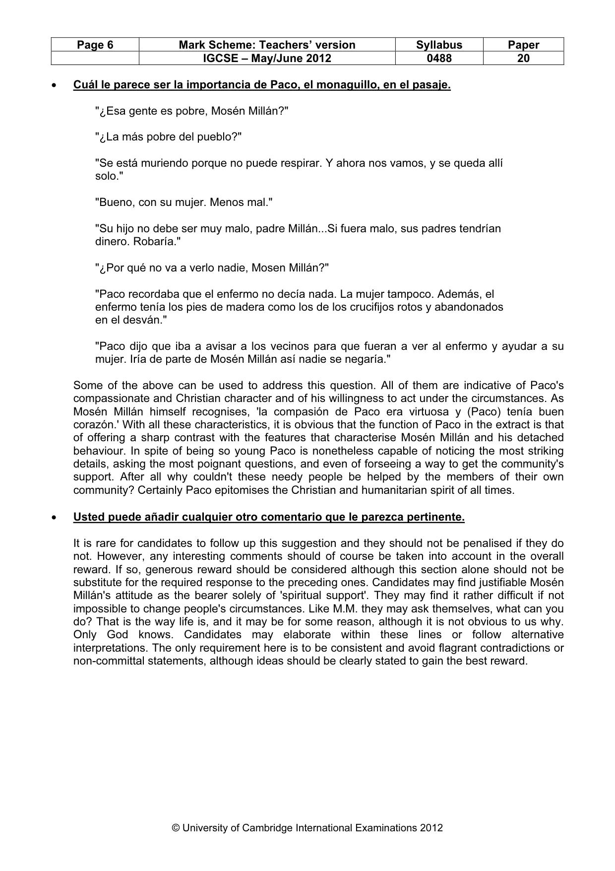 Mark scheme, page 6 of 6