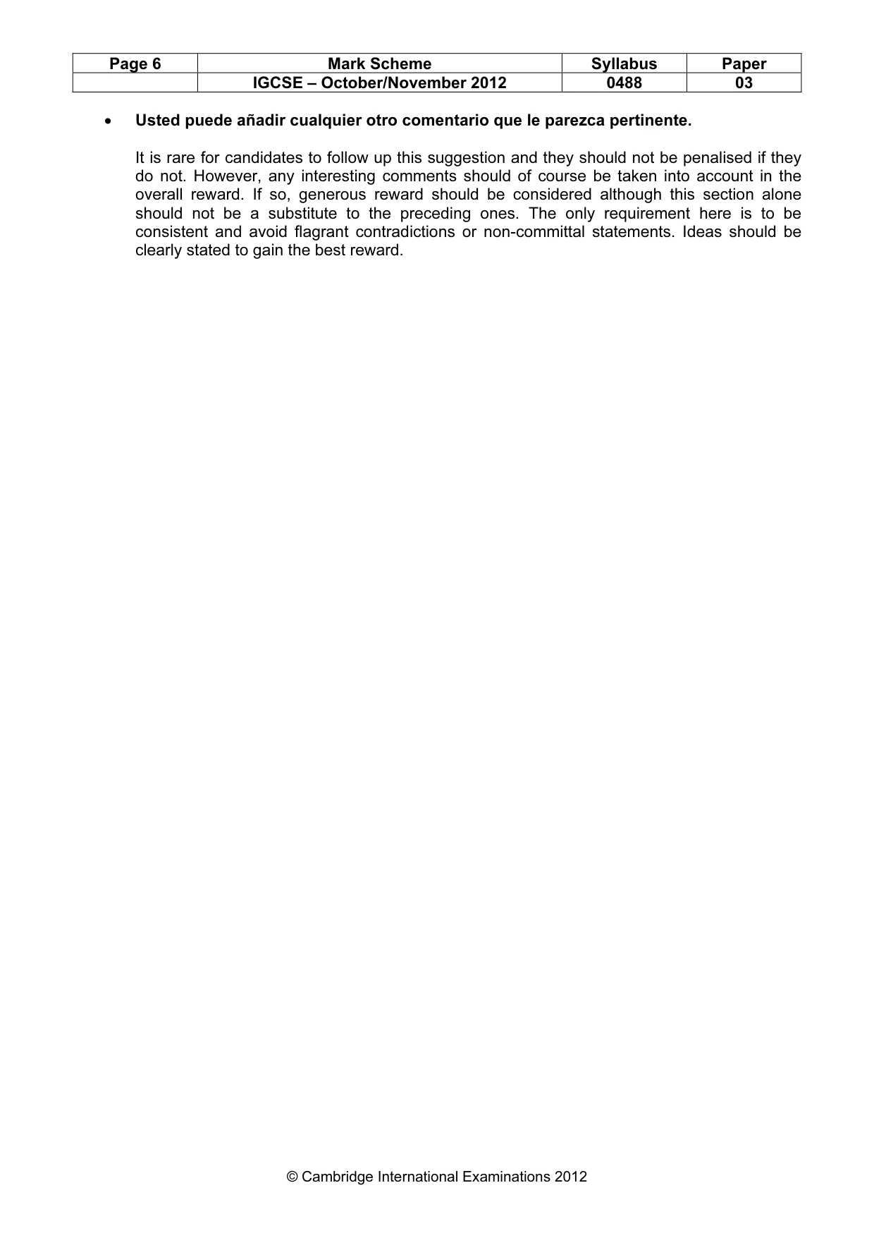 Mark scheme, page 6 of 6