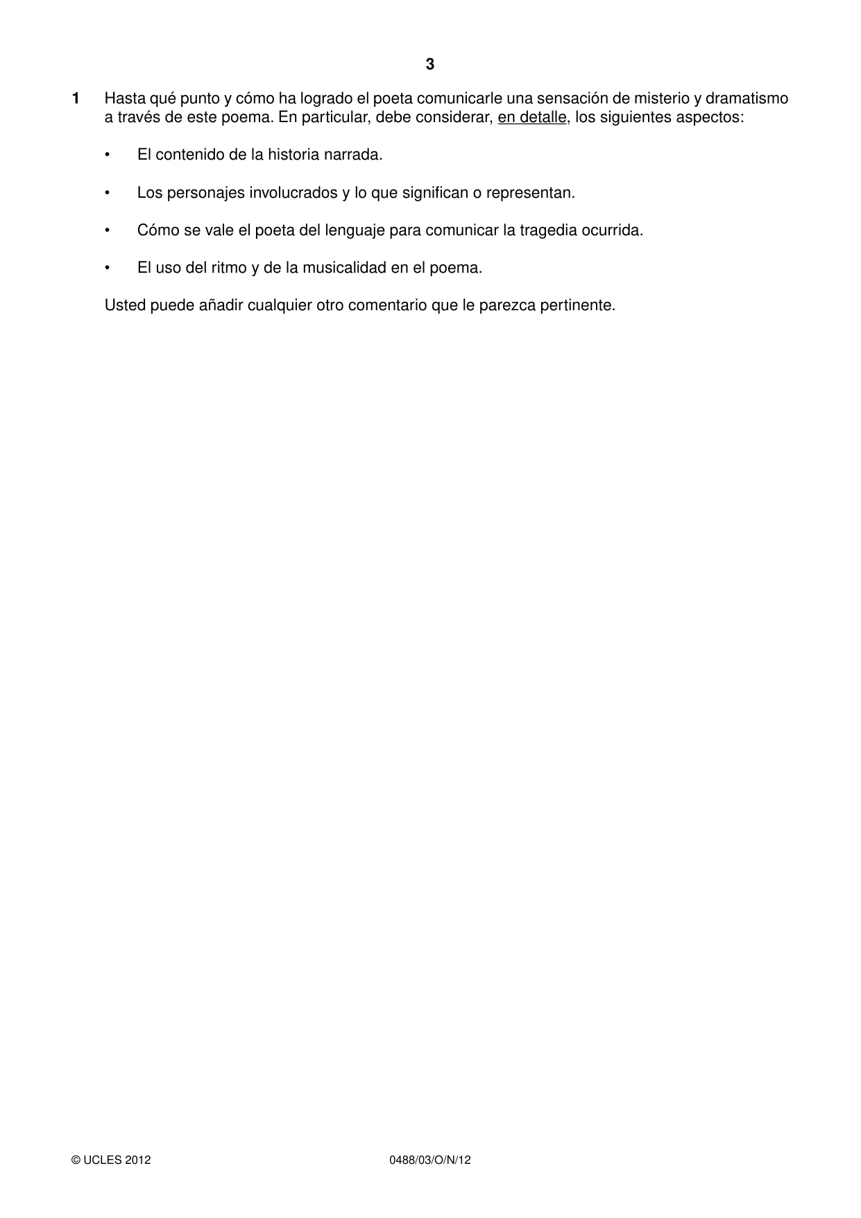 Cambridge IGCSE Spanish - Literature 0488 2012 Oct/Nov Paper 3 · Variant 1 question paper, page 3 of 4