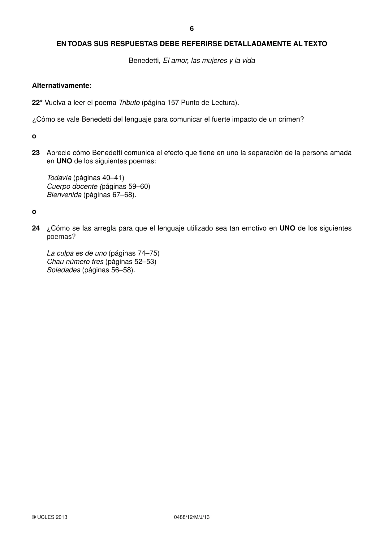 Cambridge IGCSE Spanish - Literature 0488 2013 May/June Paper 1 · Variant 2 question paper, page 6 of 8