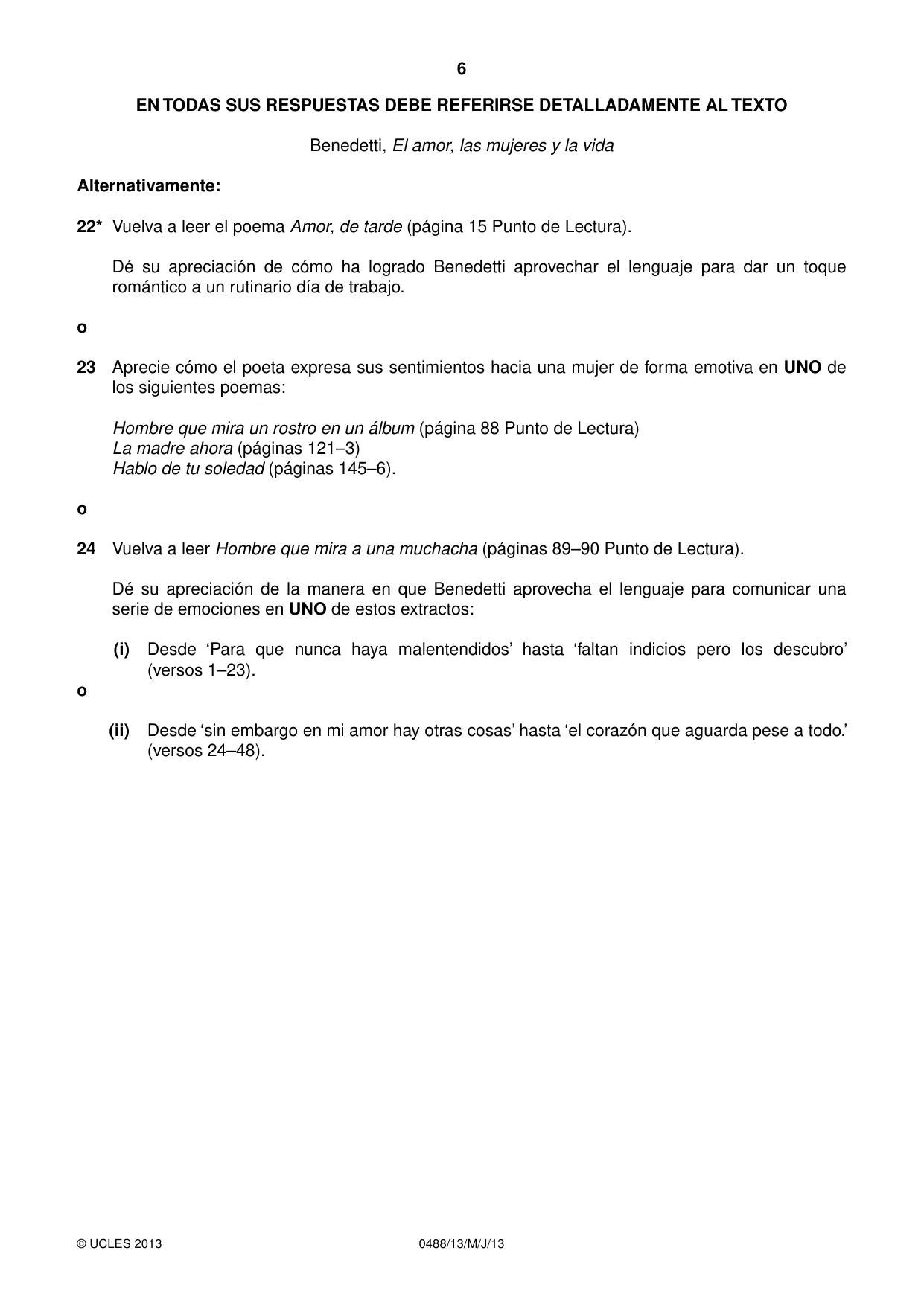 Cambridge IGCSE Spanish - Literature 0488 2013 May/June Paper 1 · Variant 3 question paper, page 6 of 8