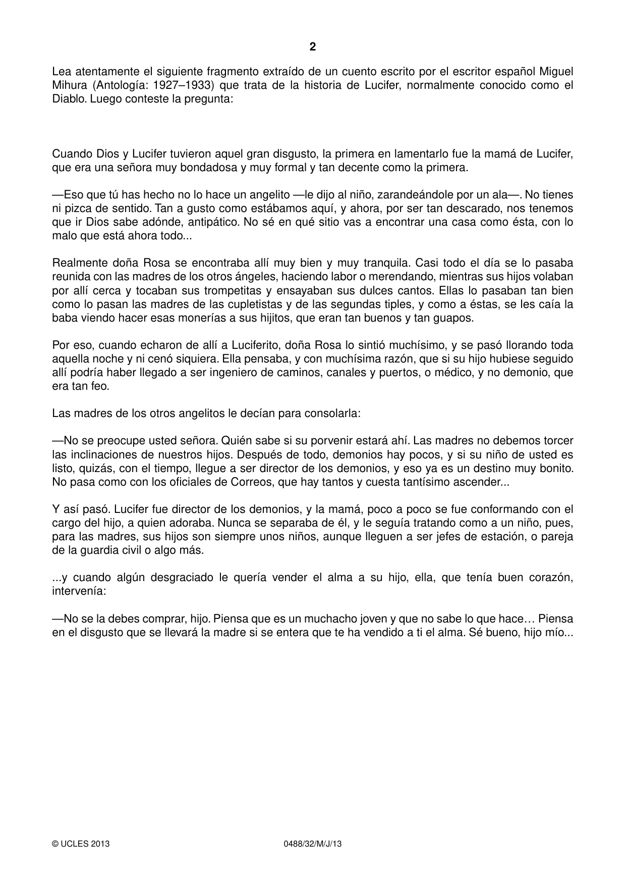 Cambridge IGCSE Spanish - Literature 0488 2013 May/June Paper 3 · Variant 2 question paper, page 2 of 4