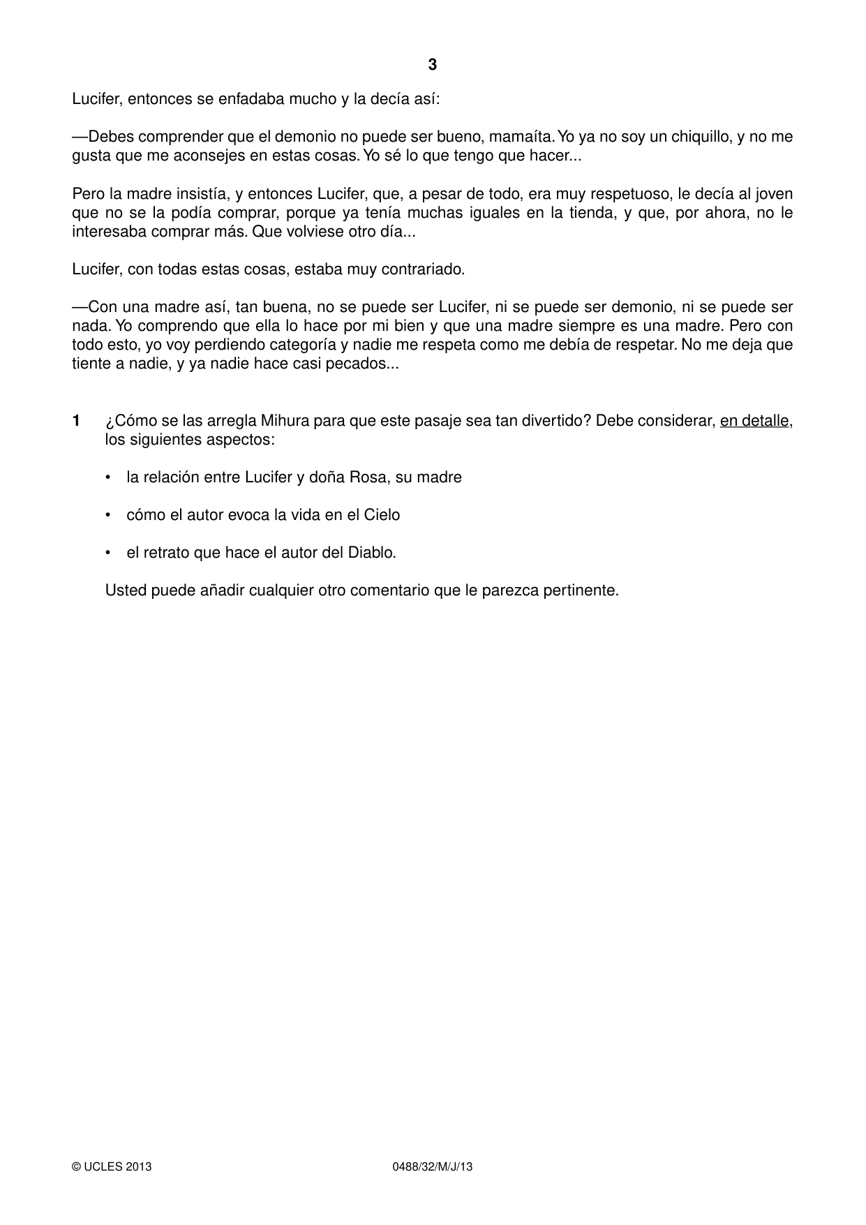 Cambridge IGCSE Spanish - Literature 0488 2013 May/June Paper 3 · Variant 2 question paper, page 3 of 4