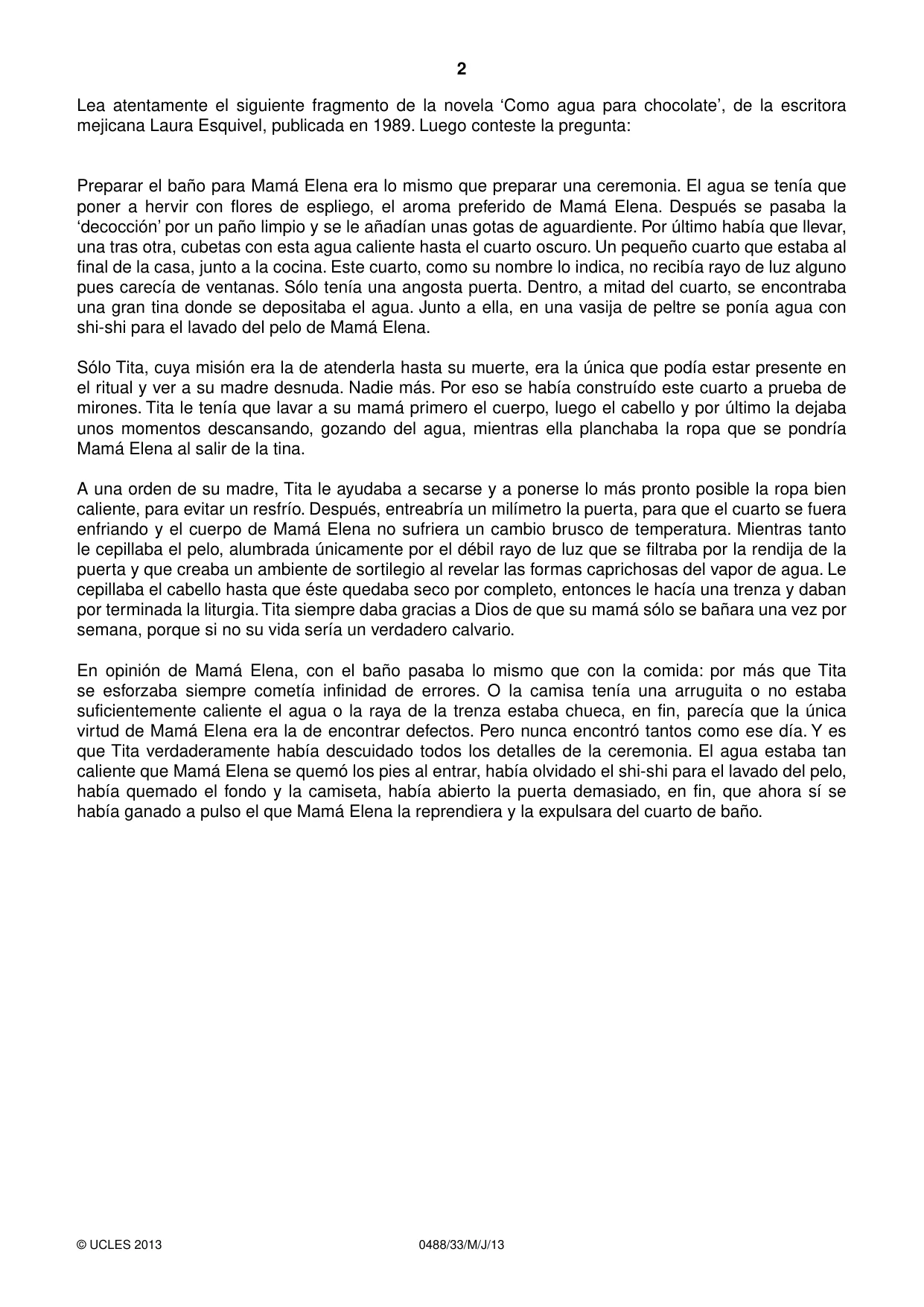 Cambridge IGCSE Spanish - Literature 0488 2013 May/June Paper 3 · Variant 3 question paper, page 2 of 4