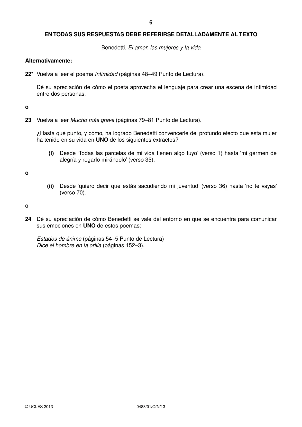 Cambridge IGCSE Spanish - Literature 0488 2013 Oct/Nov Paper 1 · Variant 1 question paper, page 6 of 8