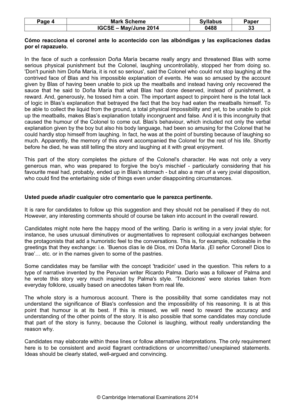 Mark scheme, page 4 of 4