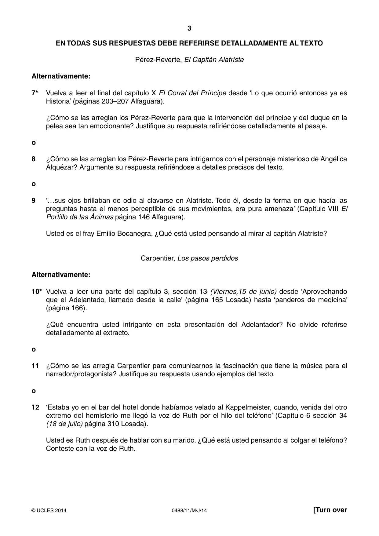 Cambridge IGCSE Spanish - Literature 0488 2014 May/June Paper 1 · Variant 1 question paper, page 3 of 8