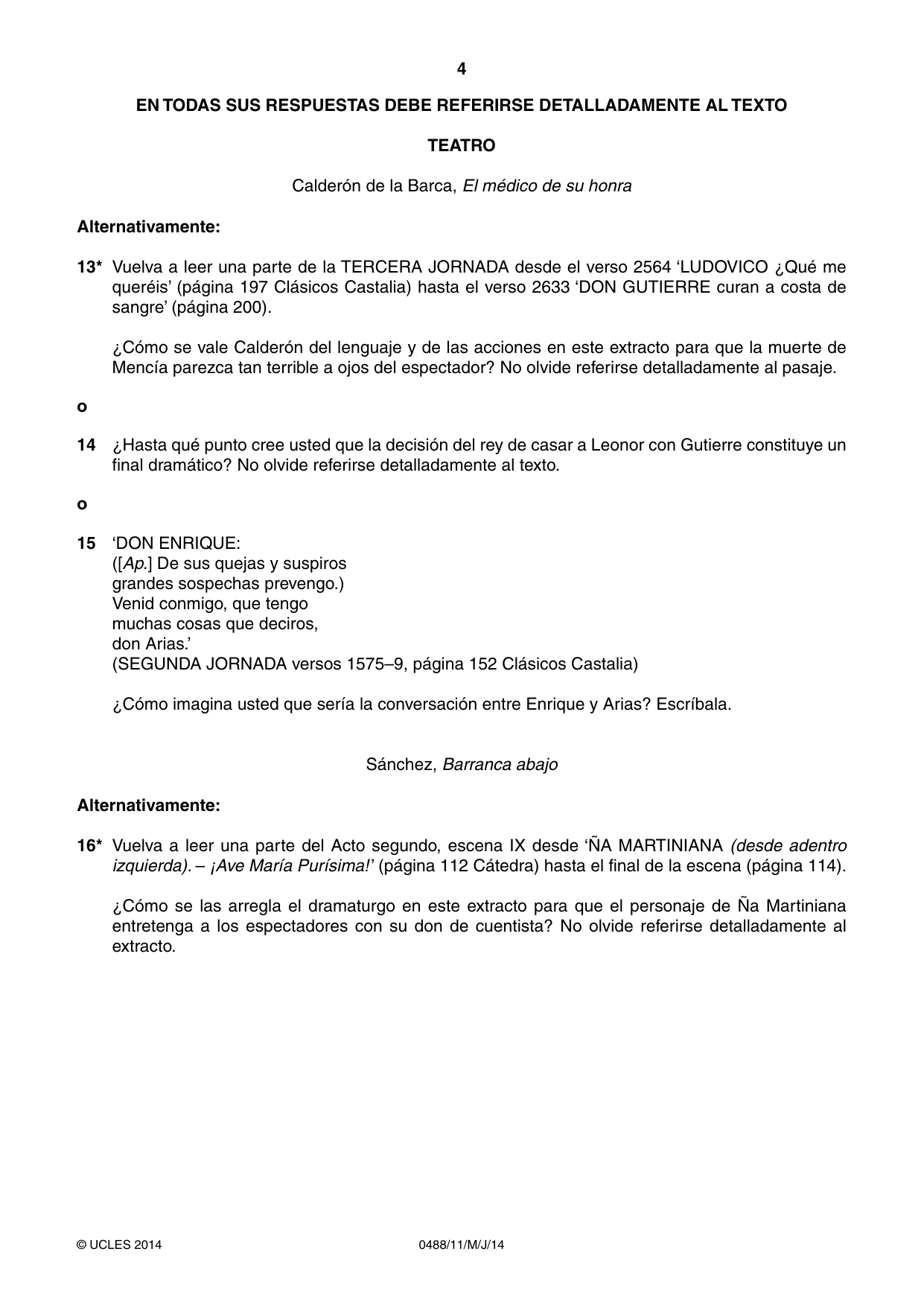 Cambridge IGCSE Spanish - Literature 0488 2014 May/June Paper 1 · Variant 1 question paper, page 4 of 8
