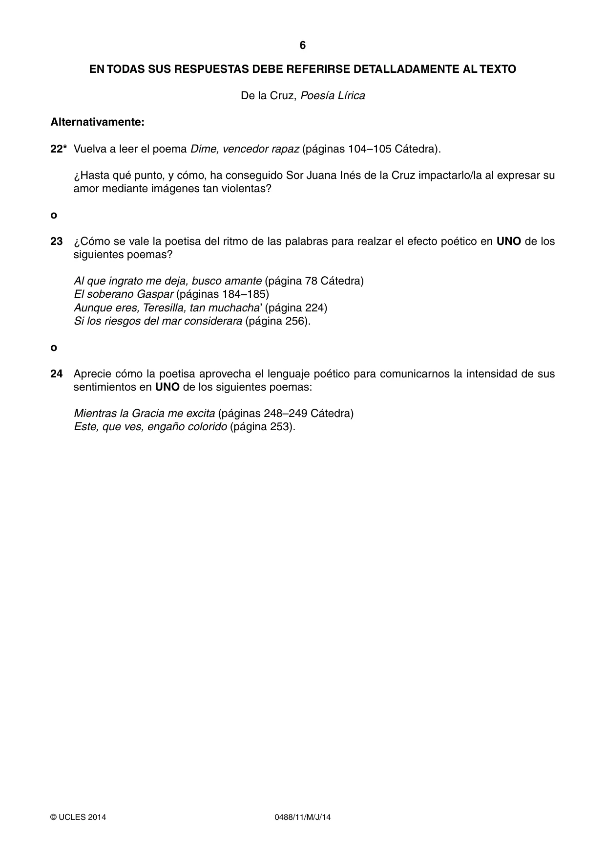 Cambridge IGCSE Spanish - Literature 0488 2014 May/June Paper 1 · Variant 1 question paper, page 6 of 8