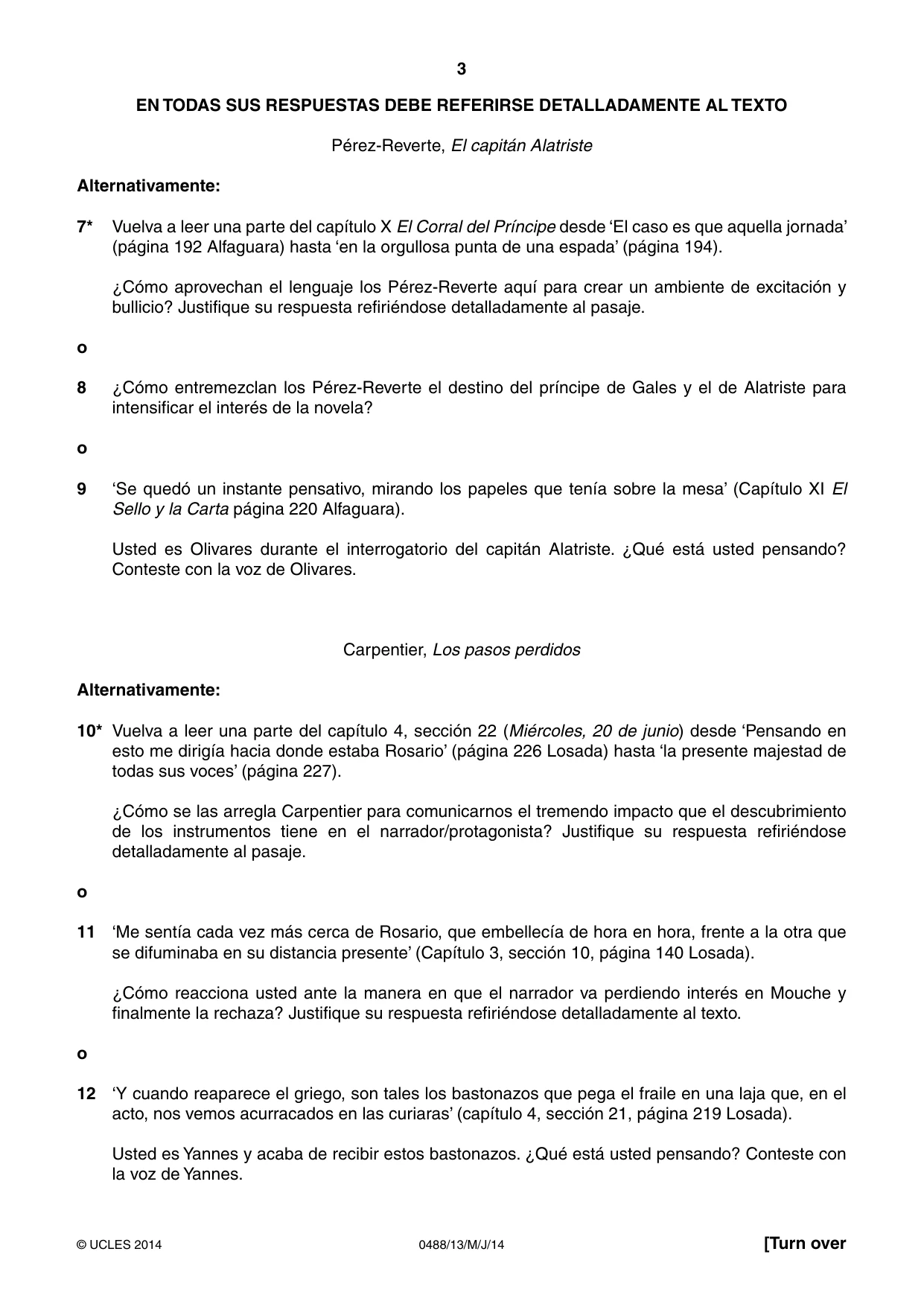 Cambridge IGCSE Spanish - Literature 0488 2014 May/June Paper 1 · Variant 3 question paper, page 3 of 8