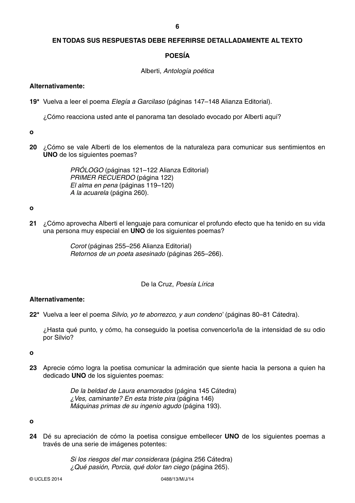 Cambridge IGCSE Spanish - Literature 0488 2014 May/June Paper 1 · Variant 3 question paper, page 6 of 8