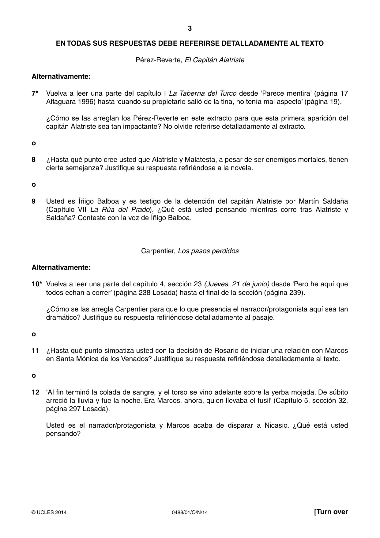 Cambridge IGCSE Spanish - Literature 0488 2014 Oct/Nov Paper 1 · Variant 1 question paper, page 3 of 8