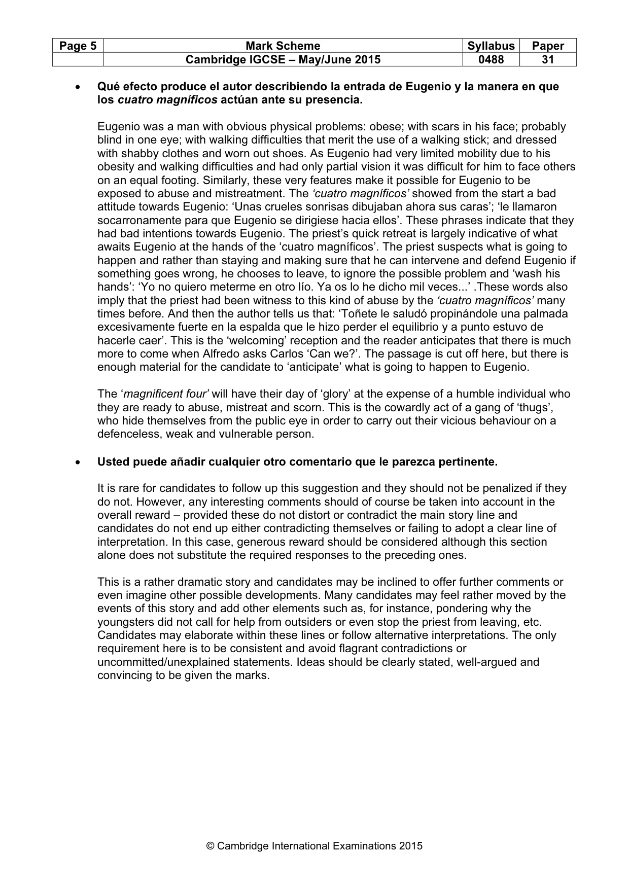Mark scheme, page 5 of 5