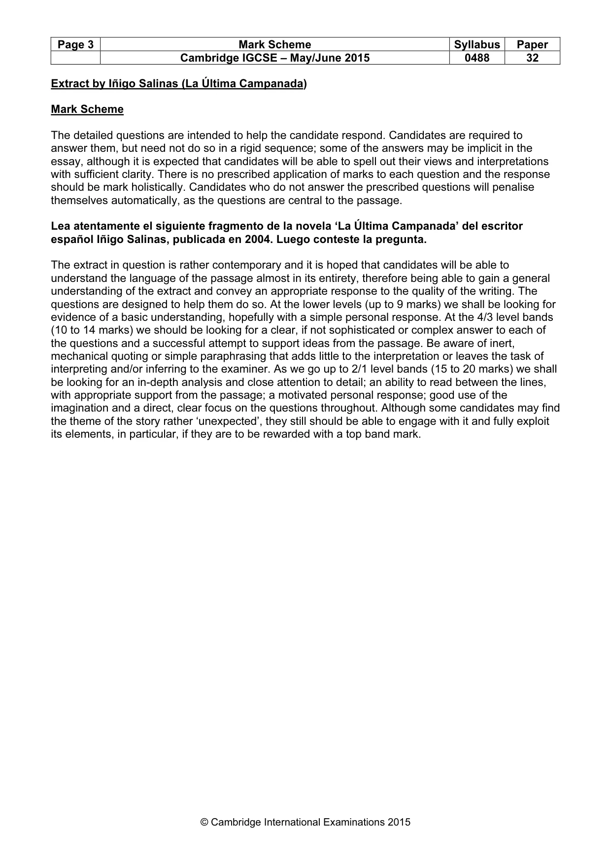 Mark scheme, page 3 of 5
