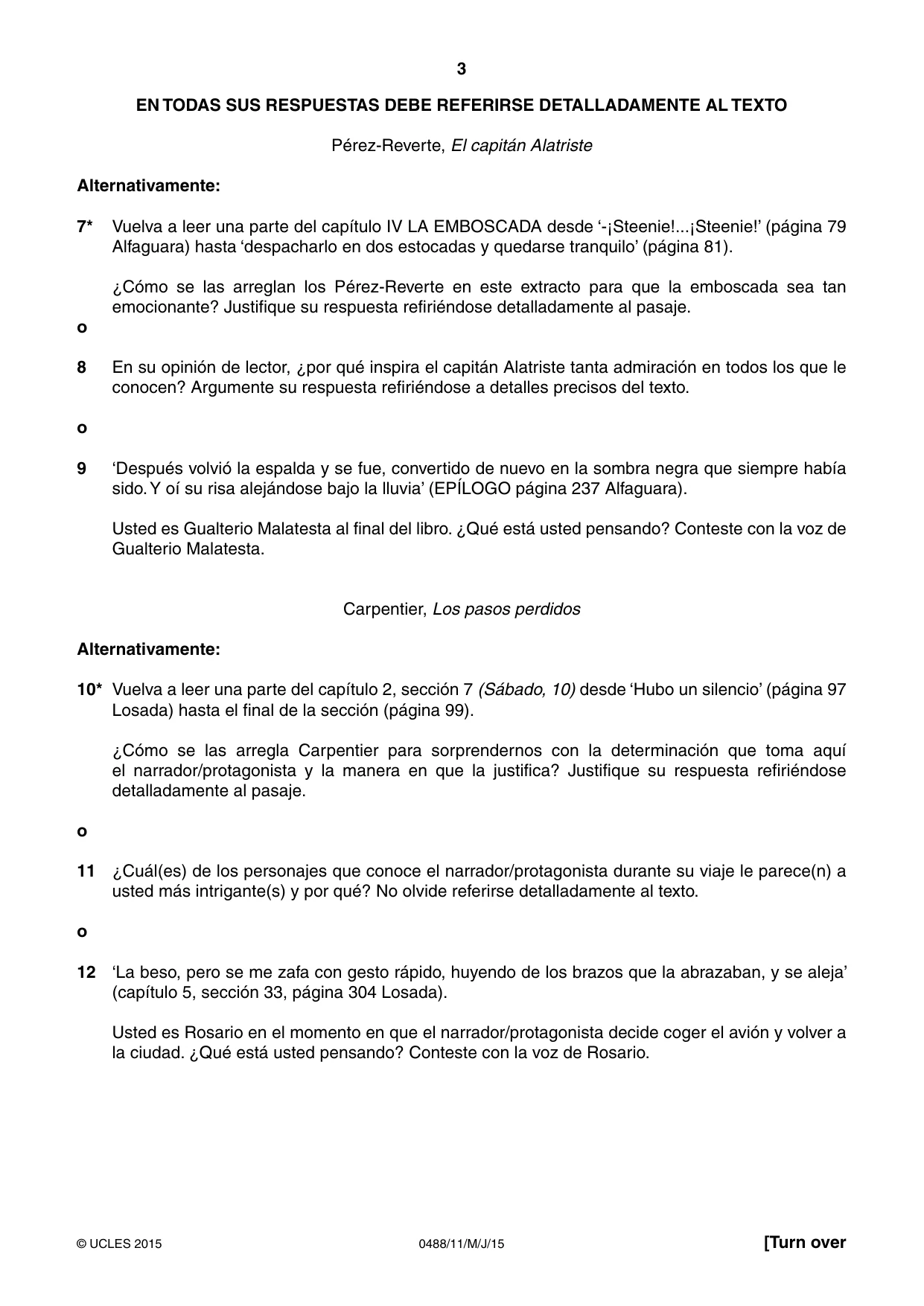 Cambridge IGCSE Spanish - Literature 0488 2015 May/June Paper 1 · Variant 1 question paper, page 3 of 8