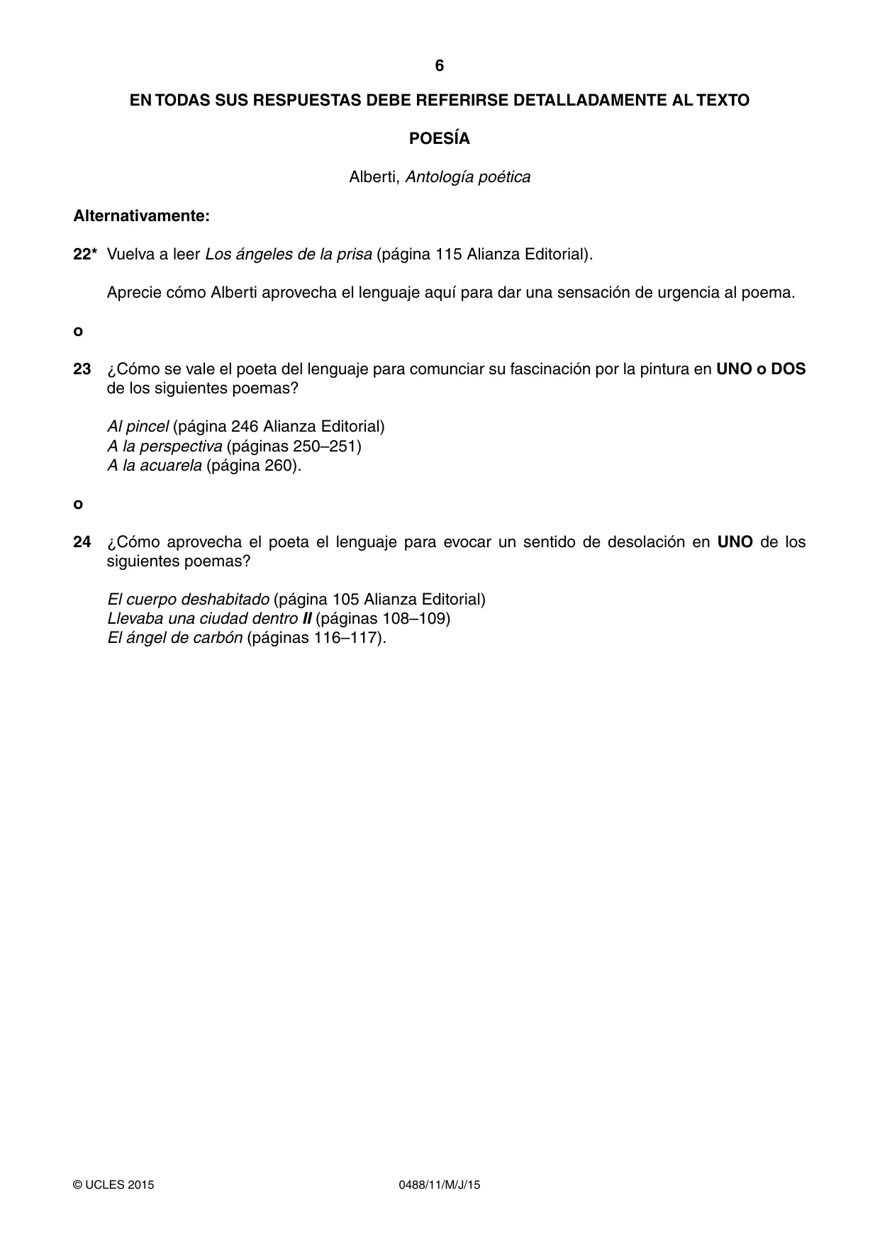 Cambridge IGCSE Spanish - Literature 0488 2015 May/June Paper 1 · Variant 1 question paper, page 6 of 8