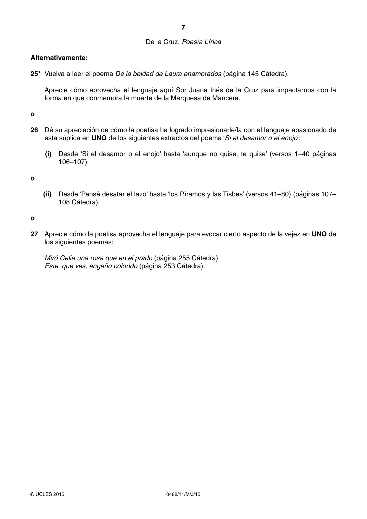 Cambridge IGCSE Spanish - Literature 0488 2015 May/June Paper 1 · Variant 1 question paper, page 7 of 8