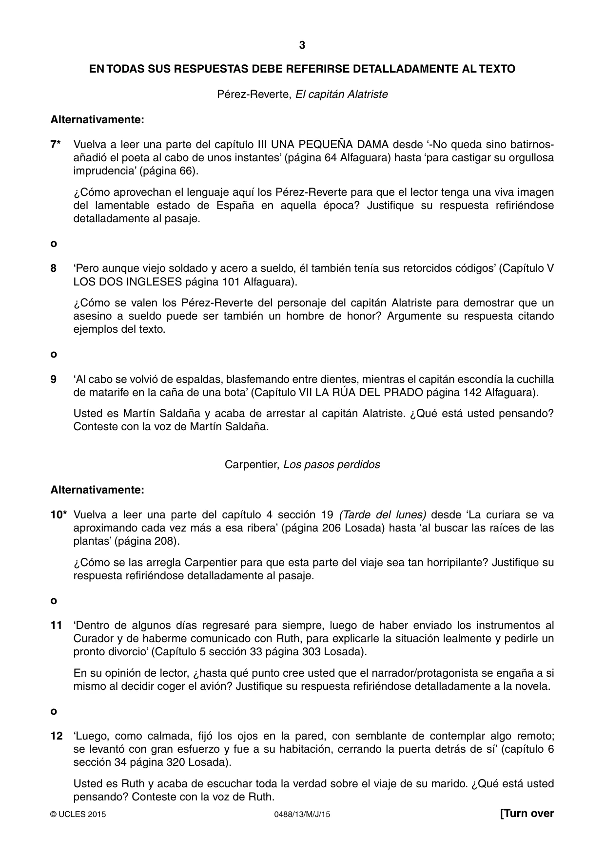 Cambridge IGCSE Spanish - Literature 0488 2015 May/June Paper 1 · Variant 3 question paper, page 3 of 8