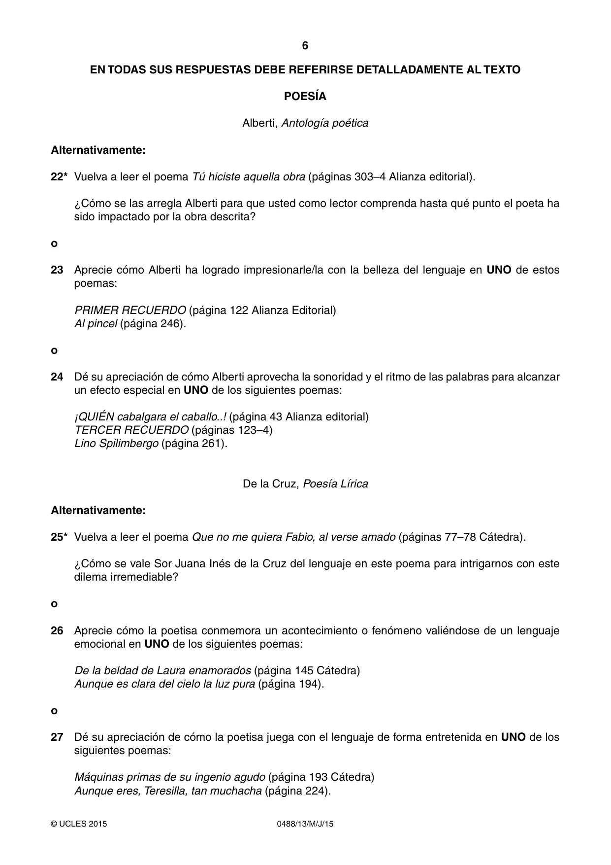 Cambridge IGCSE Spanish - Literature 0488 2015 May/June Paper 1 · Variant 3 question paper, page 6 of 8