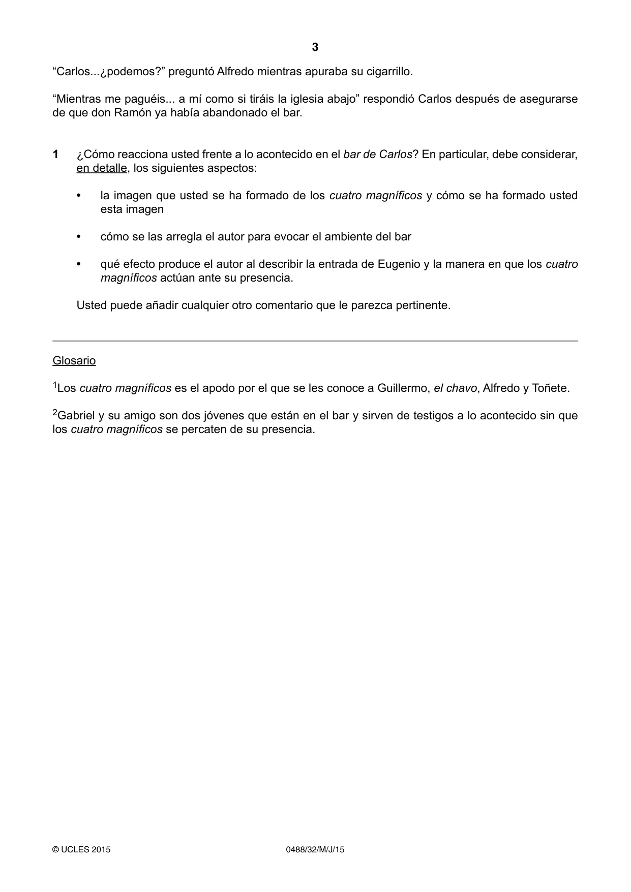 Cambridge IGCSE Spanish - Literature 0488 2015 May/June Paper 3 · Variant 2 question paper, page 3 of 4