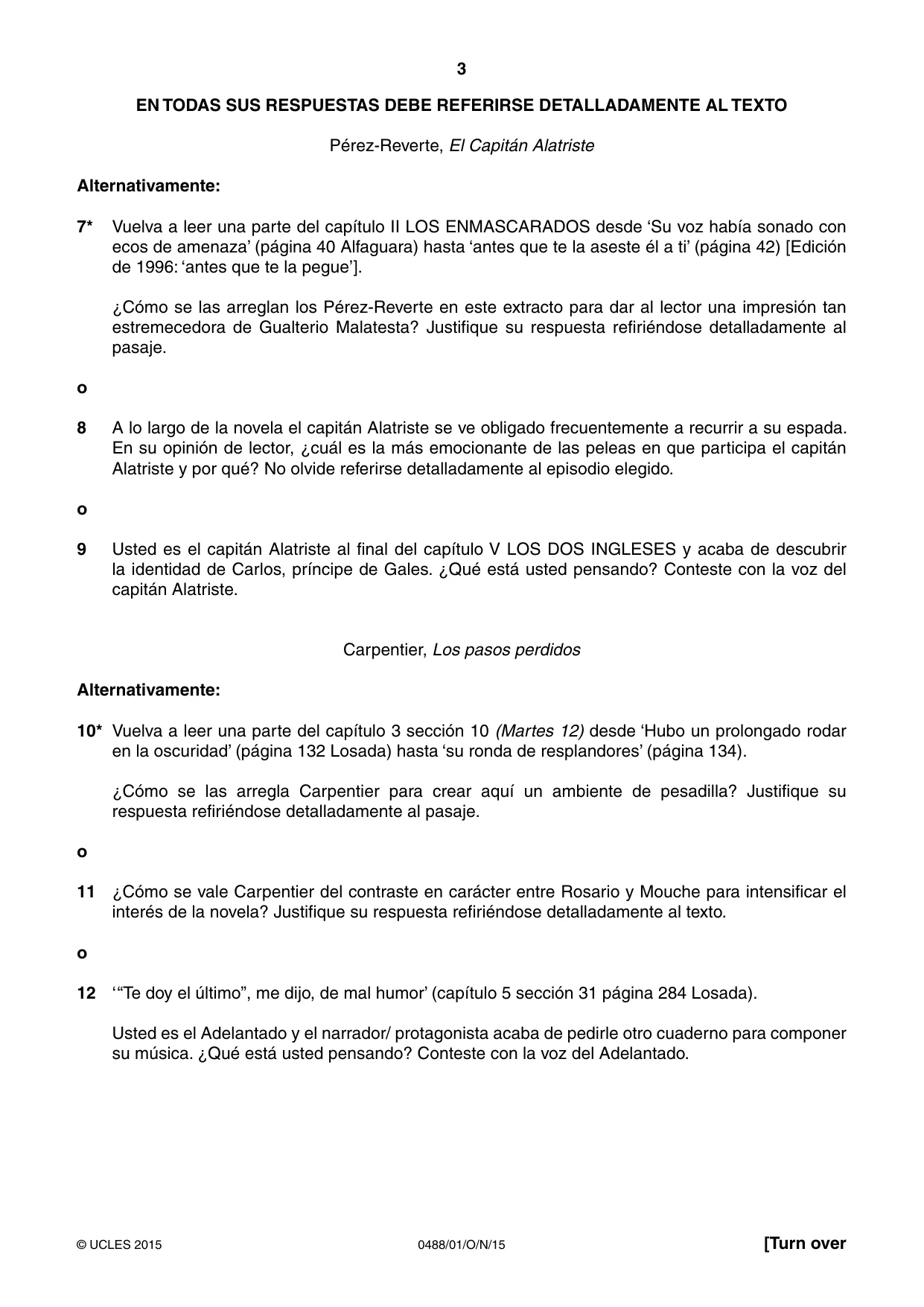 Cambridge IGCSE Spanish - Literature 0488 2015 Oct/Nov Paper 1 · Variant 1 question paper, page 3 of 8