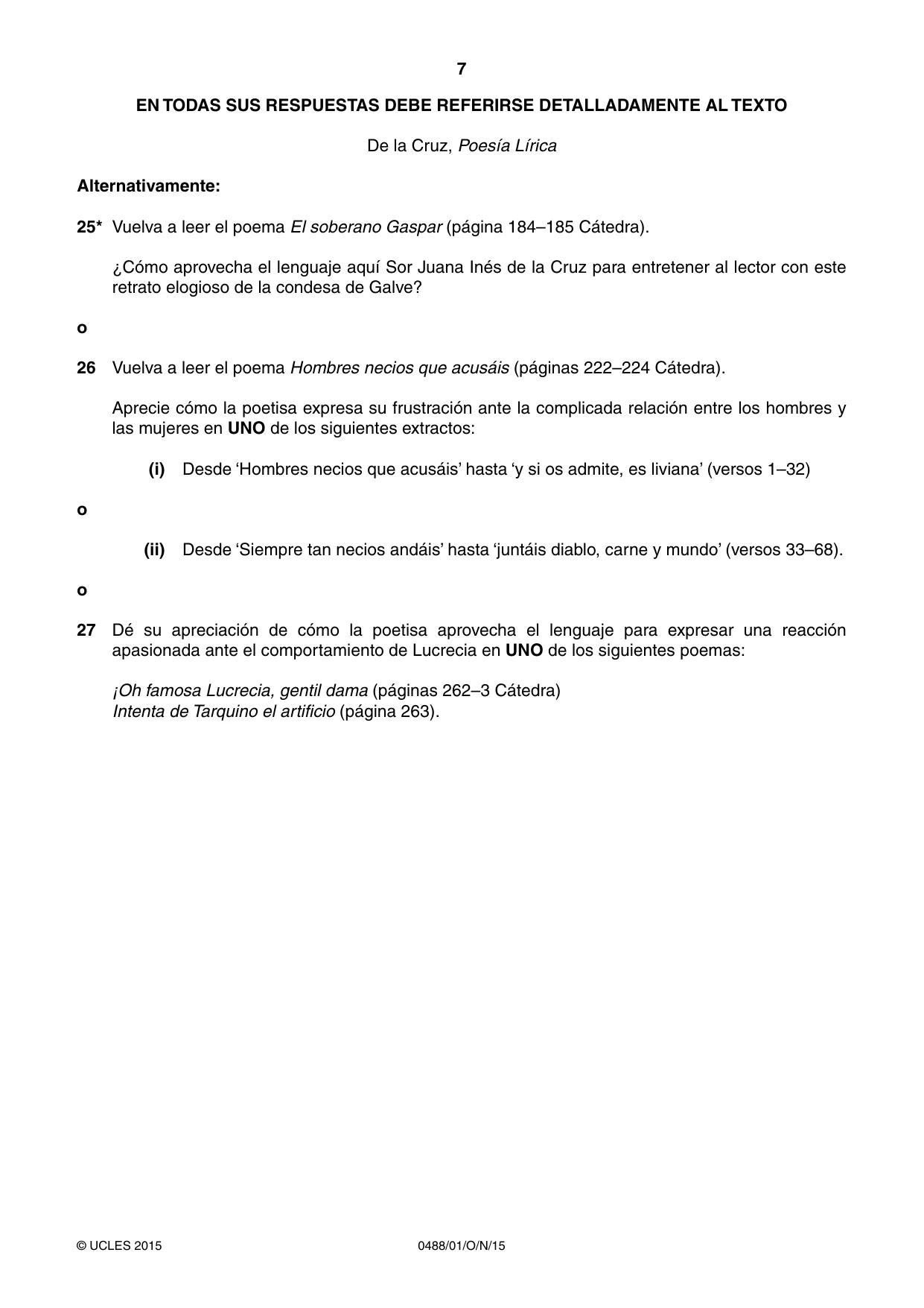 Cambridge IGCSE Spanish - Literature 0488 2015 Oct/Nov Paper 1 · Variant 1 question paper, page 7 of 8