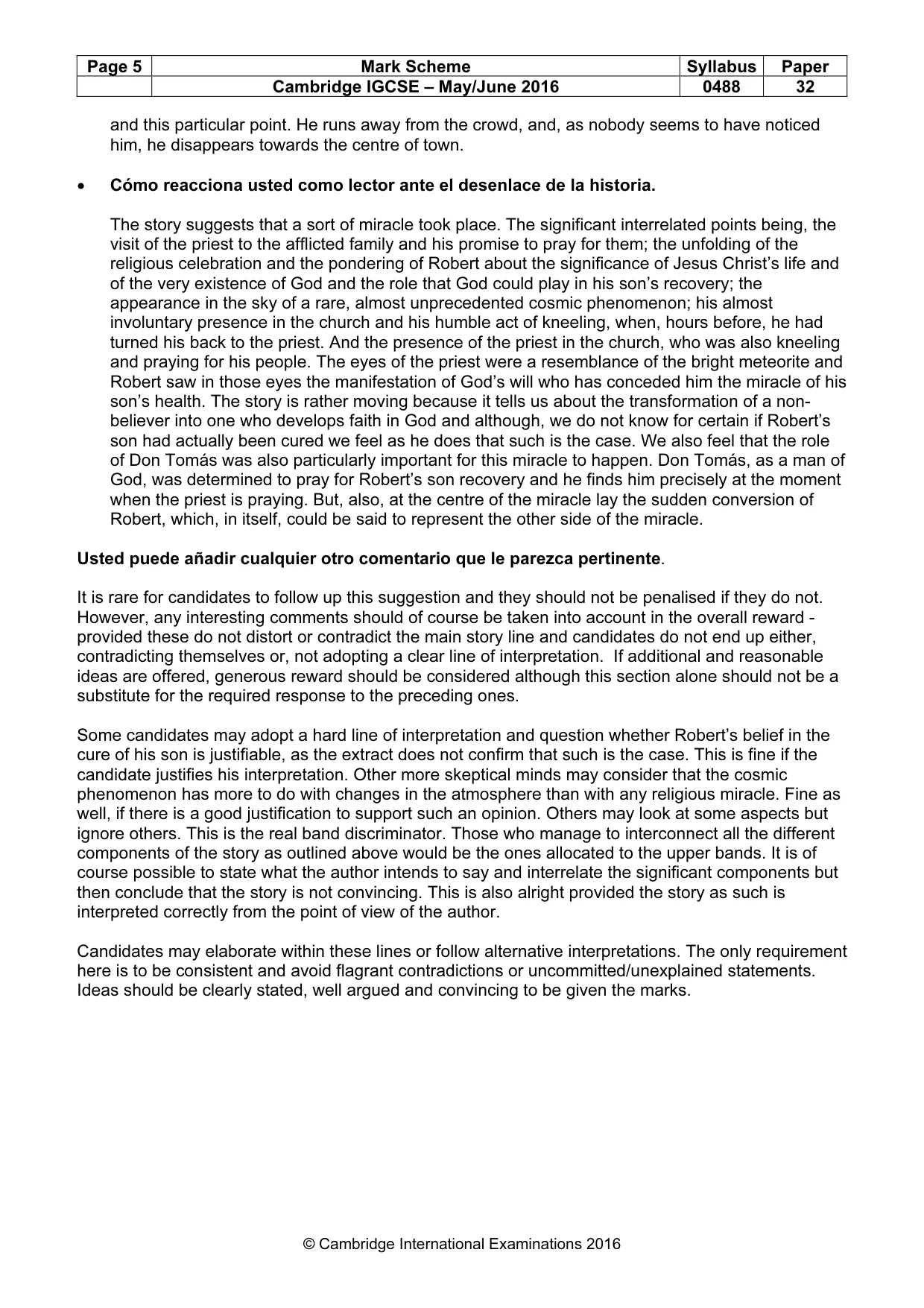 Mark scheme, page 5 of 5