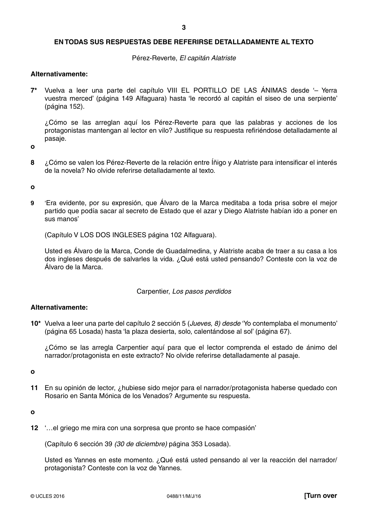 Cambridge IGCSE Spanish - Literature 0488 2016 May/June Paper 1 · Variant 1 question paper, page 3 of 8