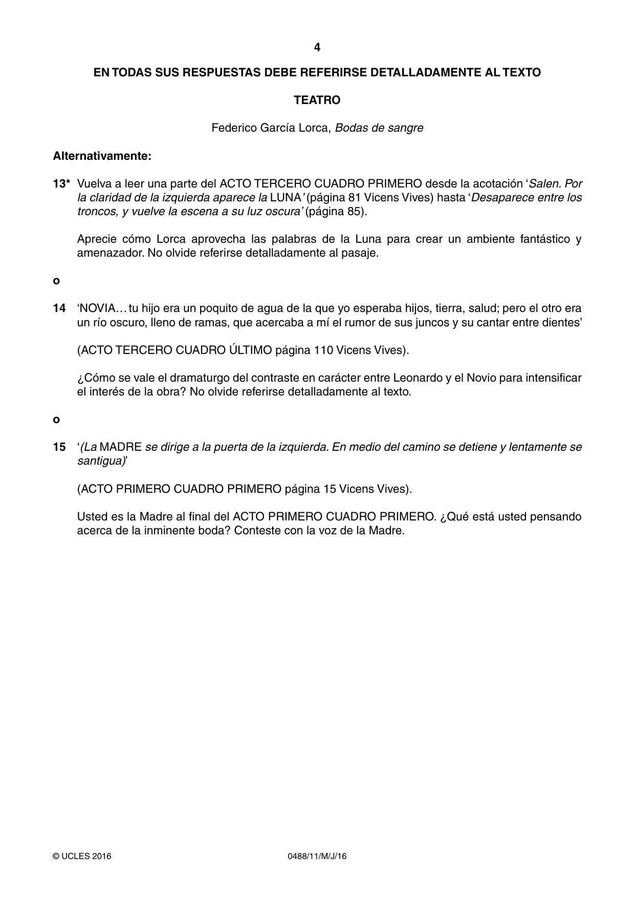 Cambridge IGCSE Spanish - Literature 0488 2016 May/June Paper 1 · Variant 1 question paper, page 4 of 8