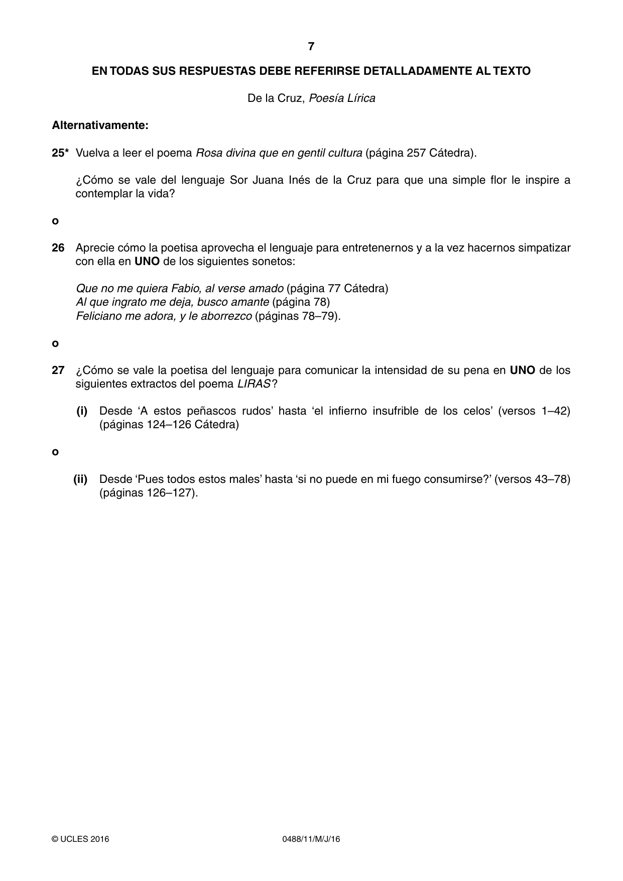 Cambridge IGCSE Spanish - Literature 0488 2016 May/June Paper 1 · Variant 1 question paper, page 7 of 8