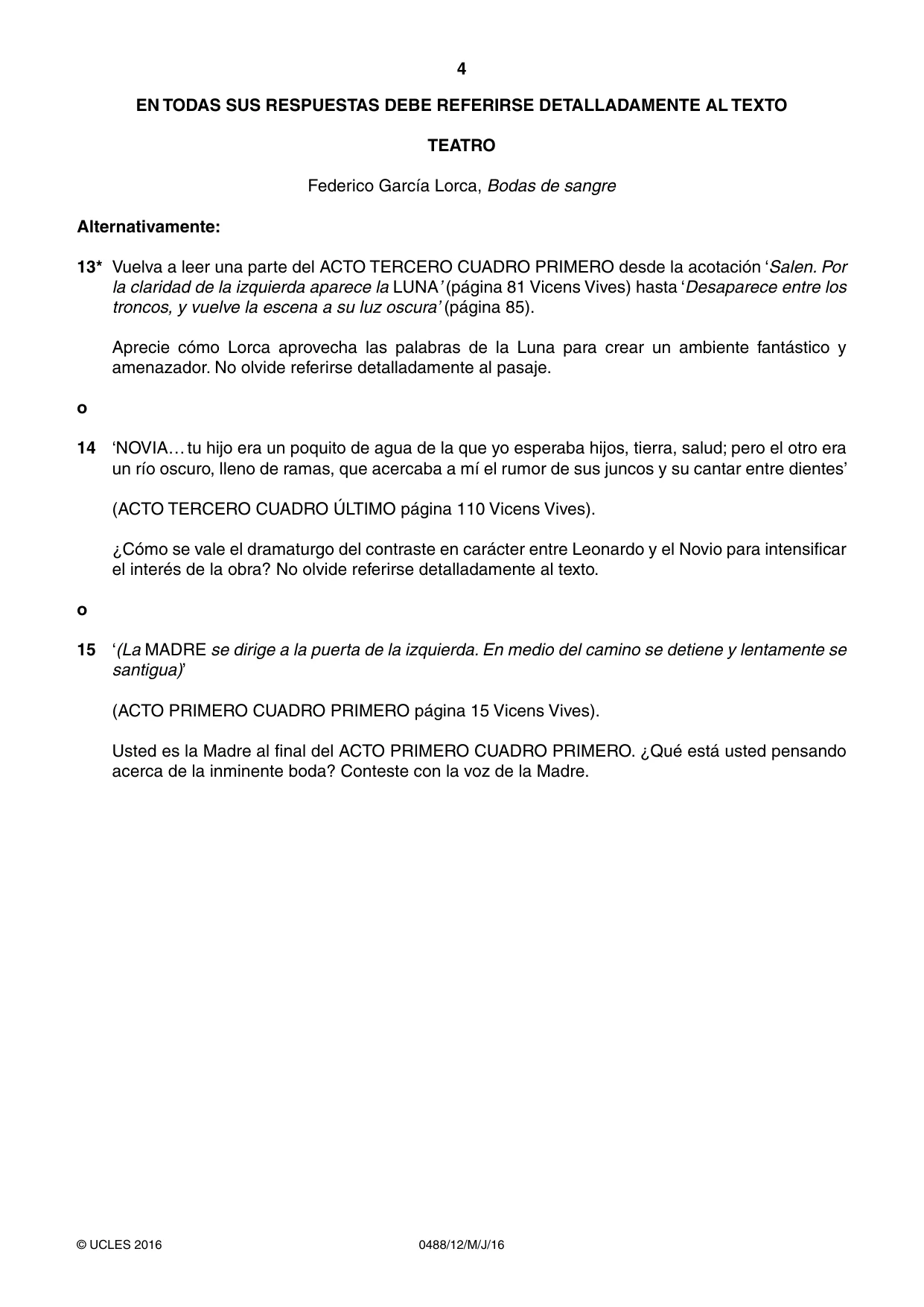Cambridge IGCSE Spanish - Literature 0488 2016 May/June Paper 1 · Variant 2 question paper, page 4 of 8