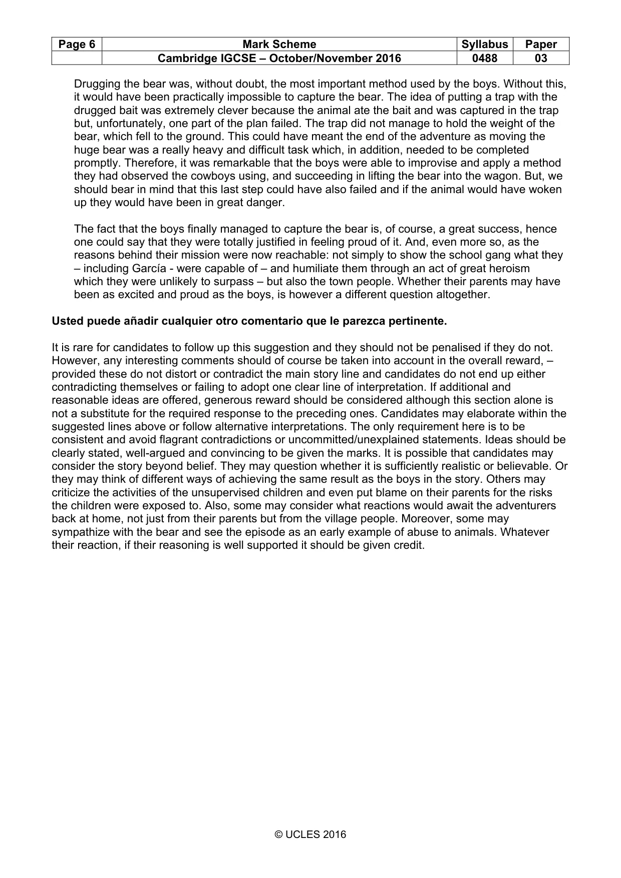 Mark scheme, page 6 of 6