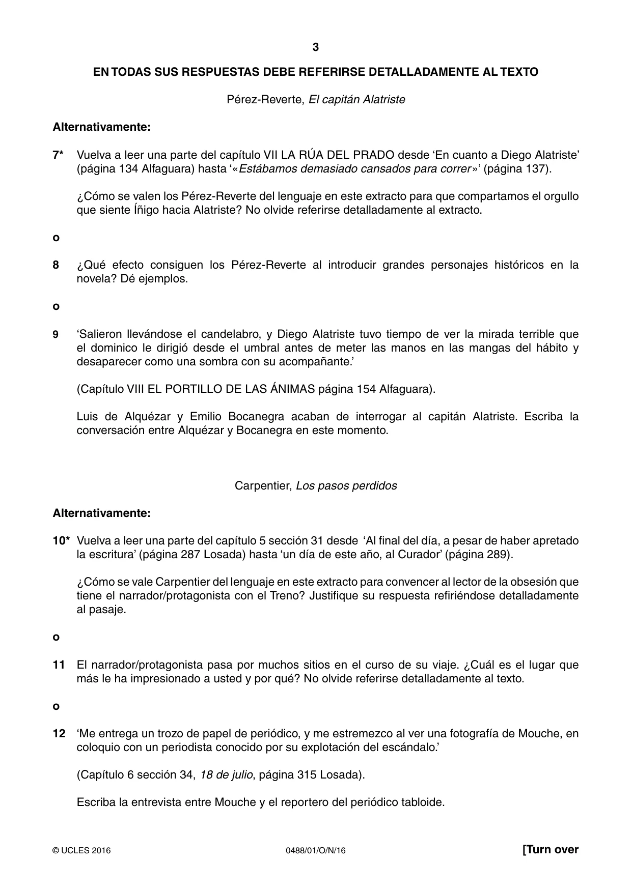 Cambridge IGCSE Spanish - Literature 0488 2016 Oct/Nov Paper 1 · Variant 1 question paper, page 3 of 8