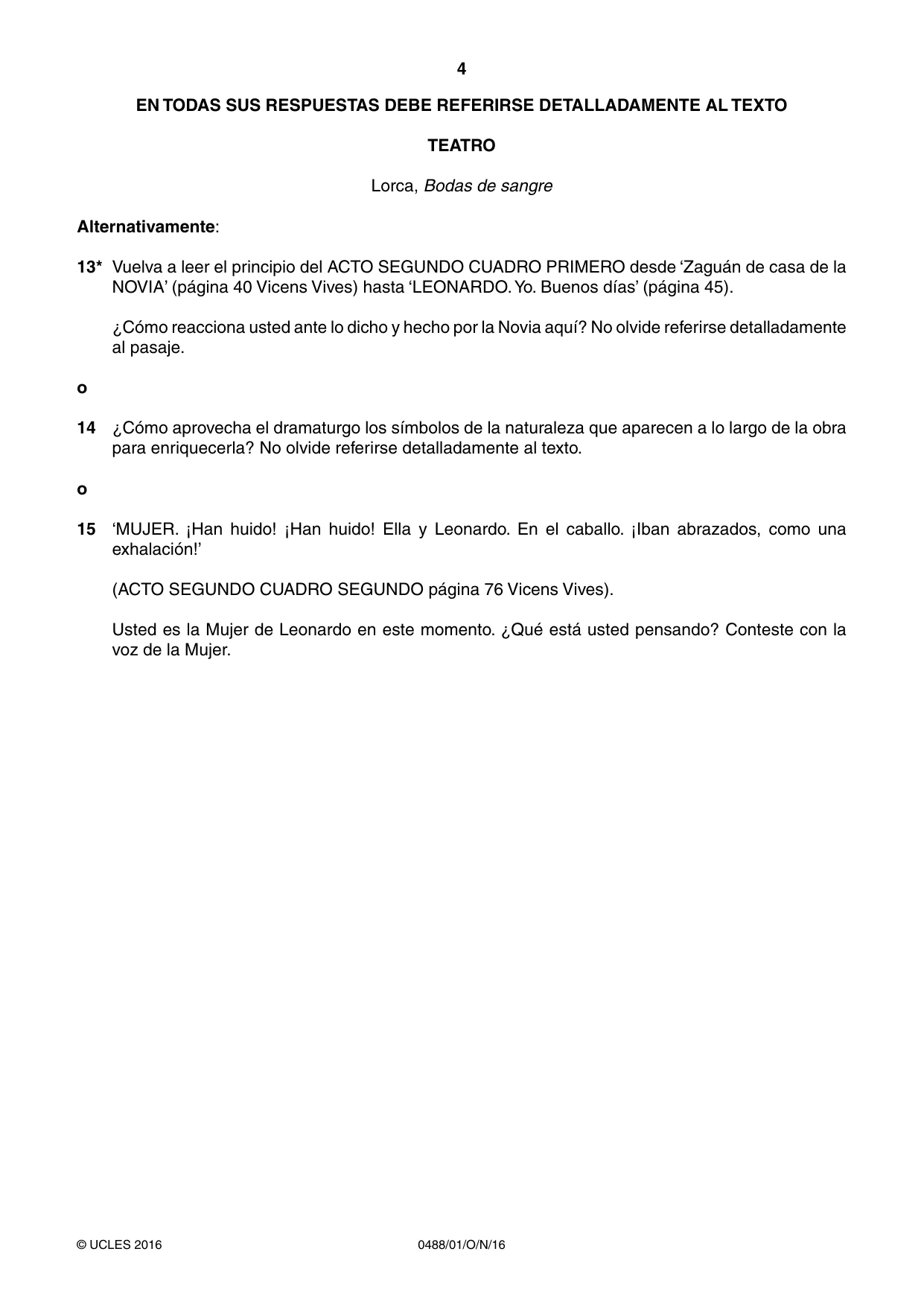 Cambridge IGCSE Spanish - Literature 0488 2016 Oct/Nov Paper 1 · Variant 1 question paper, page 4 of 8