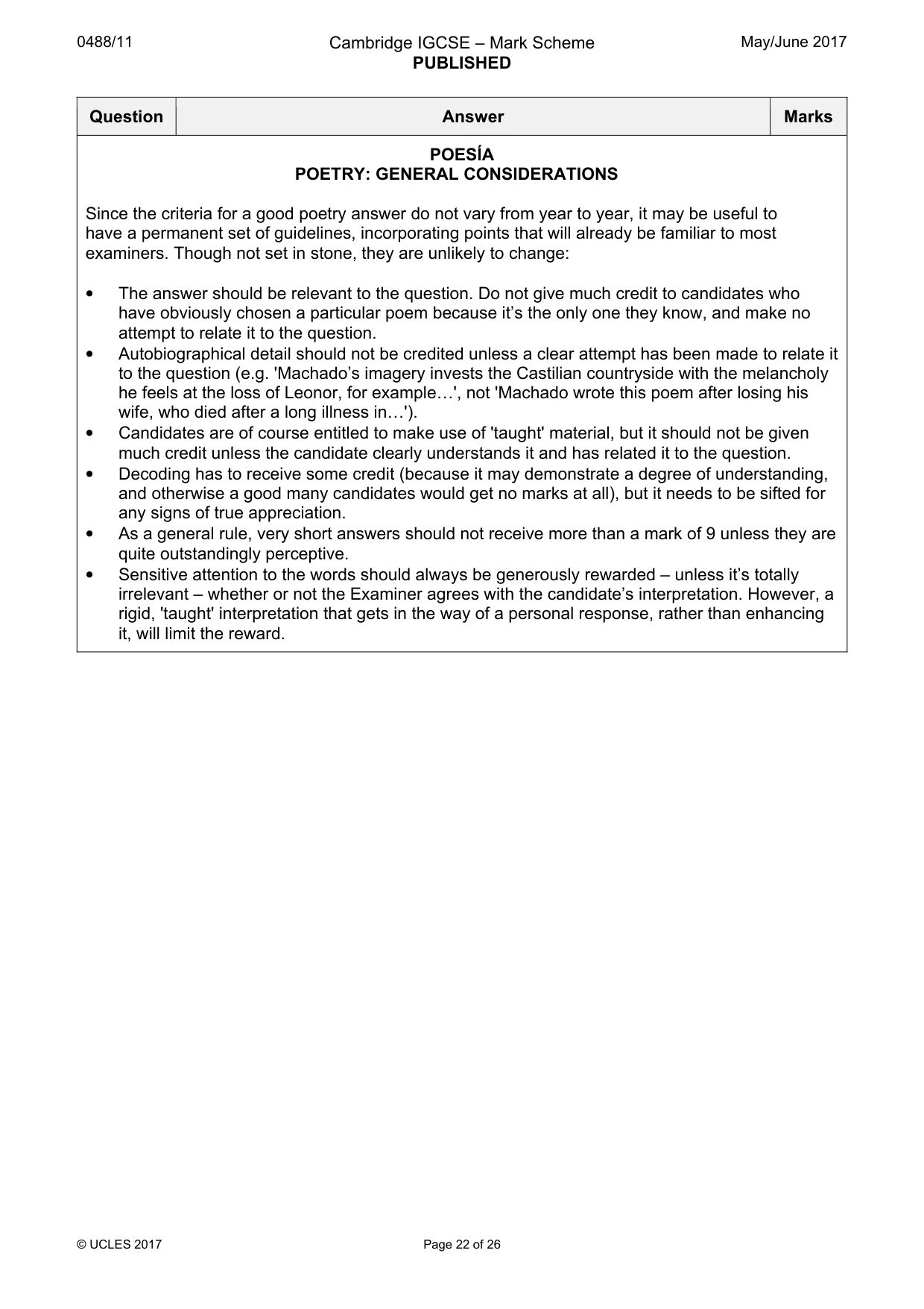 Mark scheme, page 22 of 26