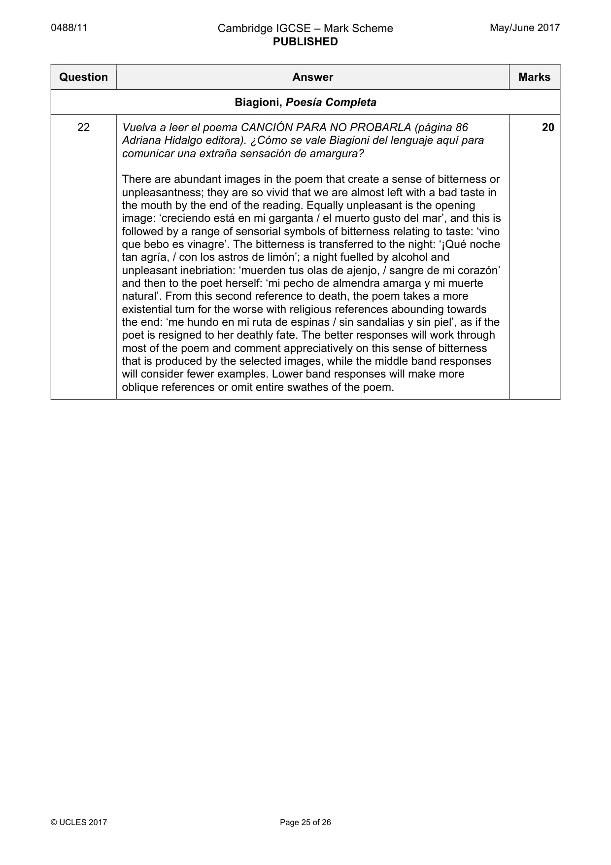Mark scheme, page 25 of 26