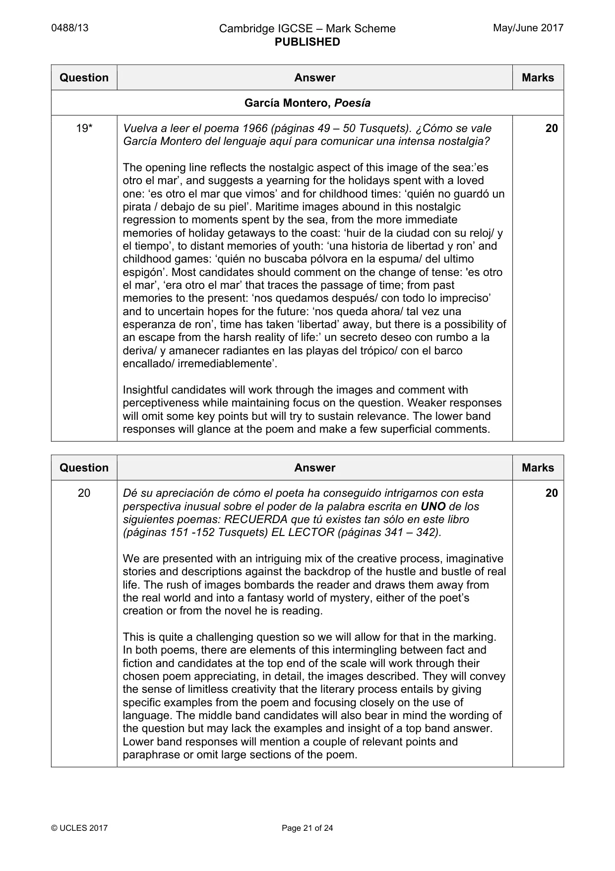 Mark scheme, page 21 of 24