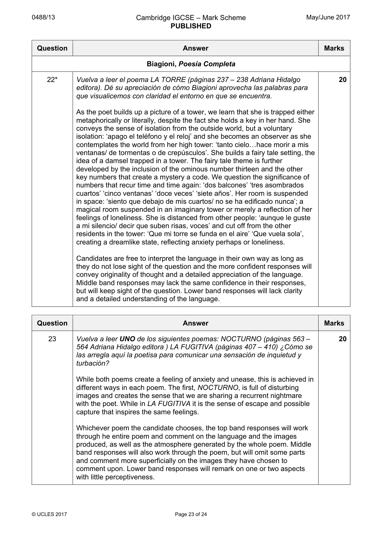 Mark scheme, page 23 of 24
