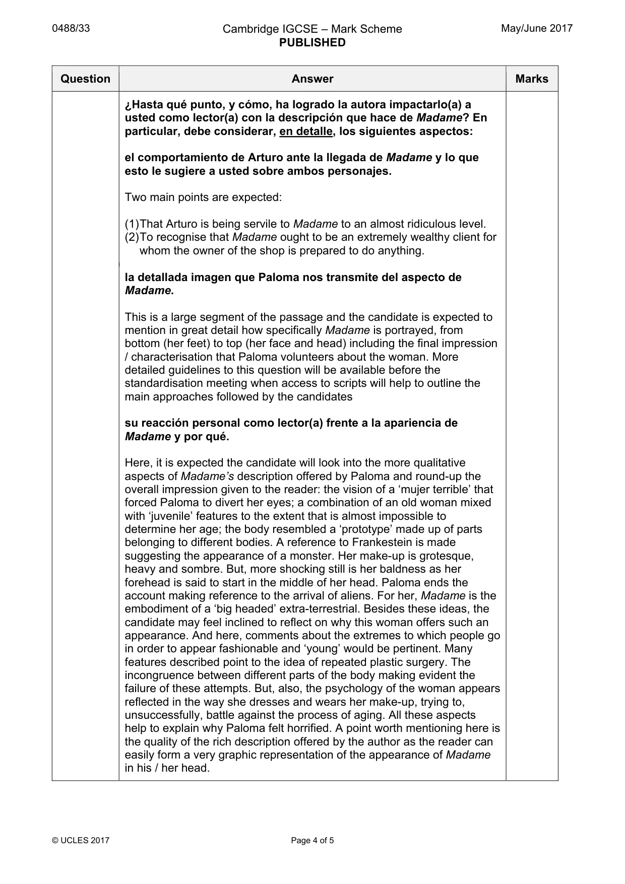 Mark scheme, page 4 of 5